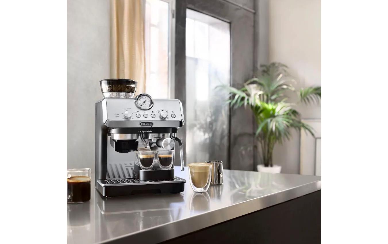 De’Longhi La Specialista Arte Siebträgermaschine – 15 bar, 1,5 l, Silber