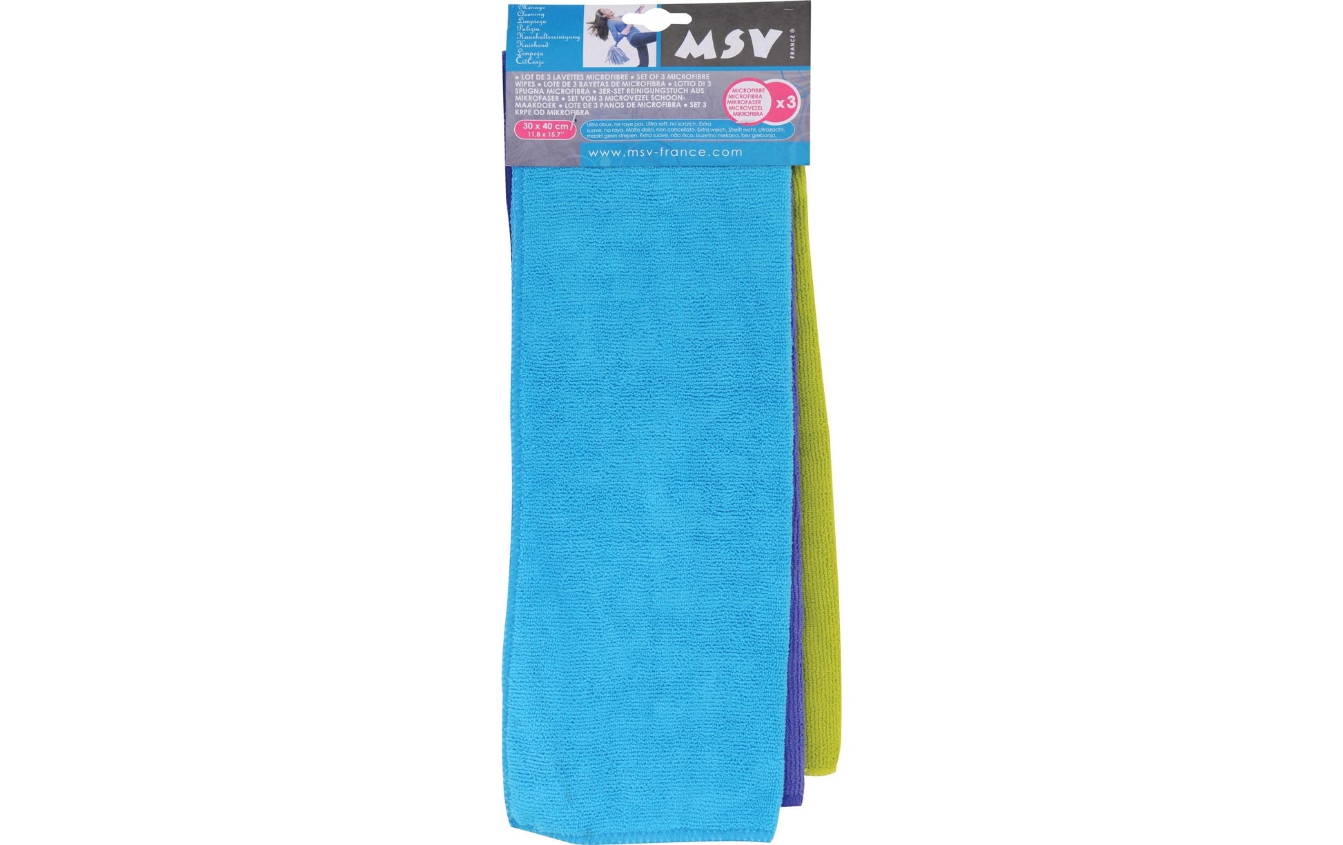 MSV Mikrofasertuch – assortiert – 30 × 40 cm – 3er-Set