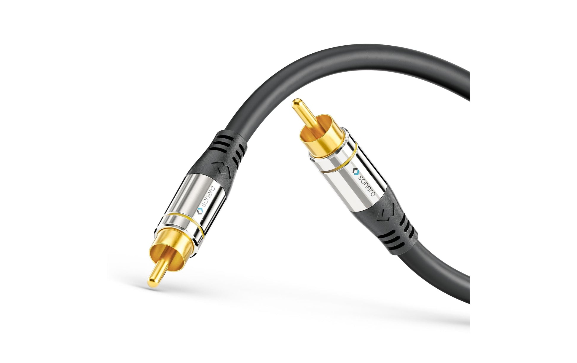 Sonero Audiokabel RCA (Stecker) auf RCA (Stecker) – 7,5 m, geschirmt, vergoldete Kontakte, schwarz