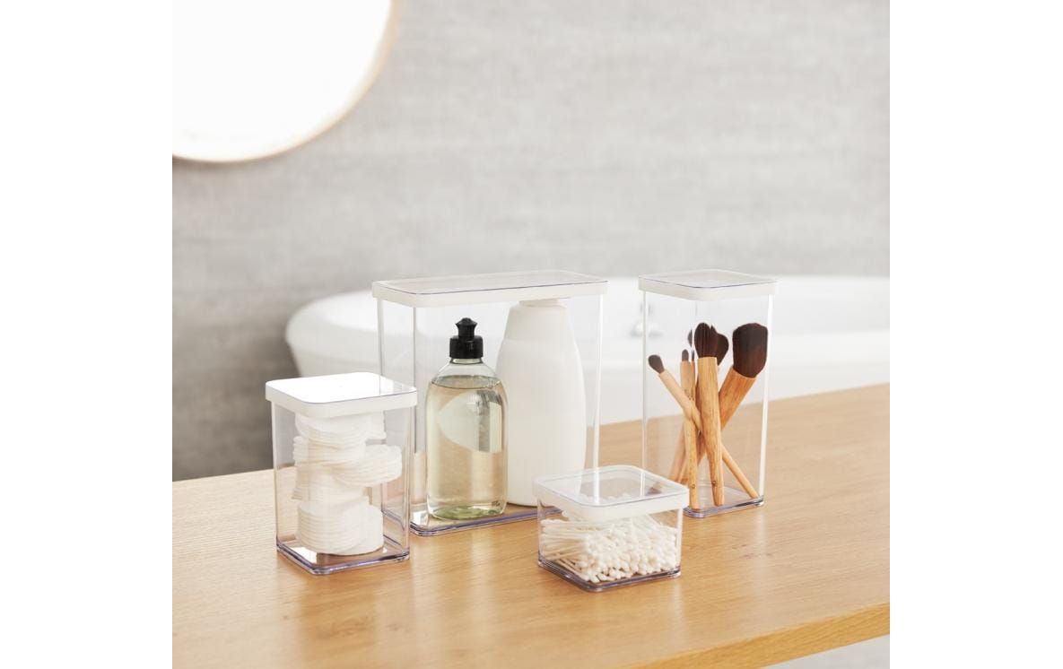 Rotho Loft – Vorratsdose 1 l, 10 × 10 × 14,2 cm, Kunststoff (SAN), transparent/blau