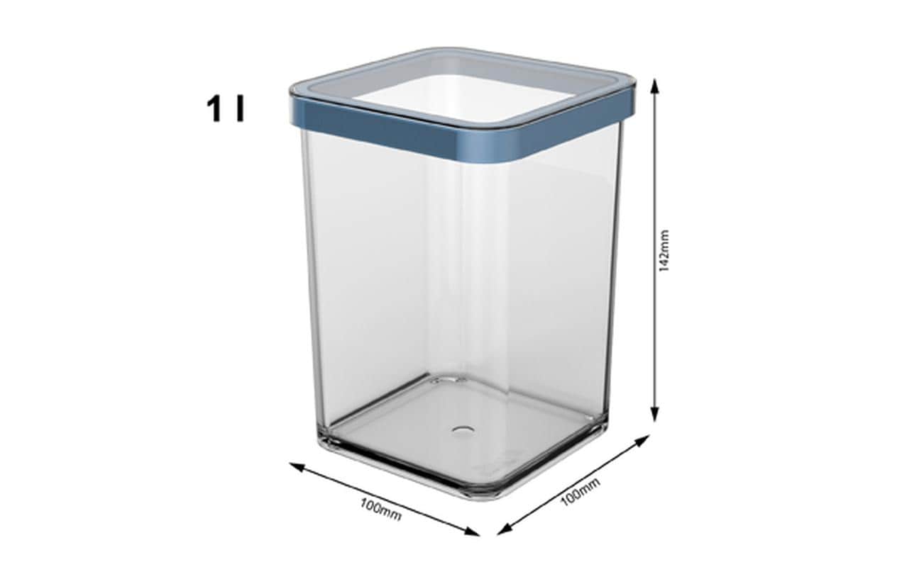 Rotho Loft – Vorratsdose 1 l, 10 × 10 × 14,2 cm, Kunststoff (SAN), transparent/blau