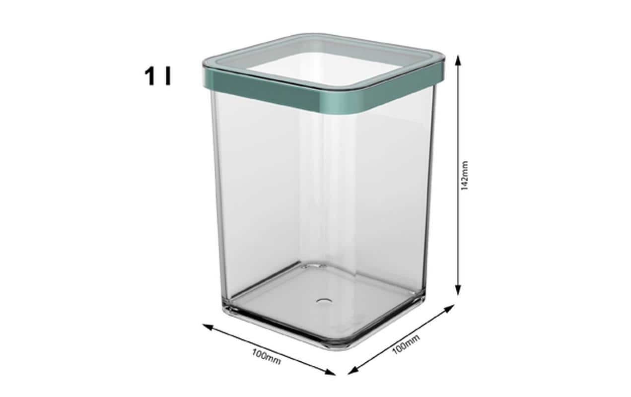 Rotho Loft – Vorratsdose 1 l, 10 × 10 × 14,2 cm, Kunststoff (SAN), transparent/grün