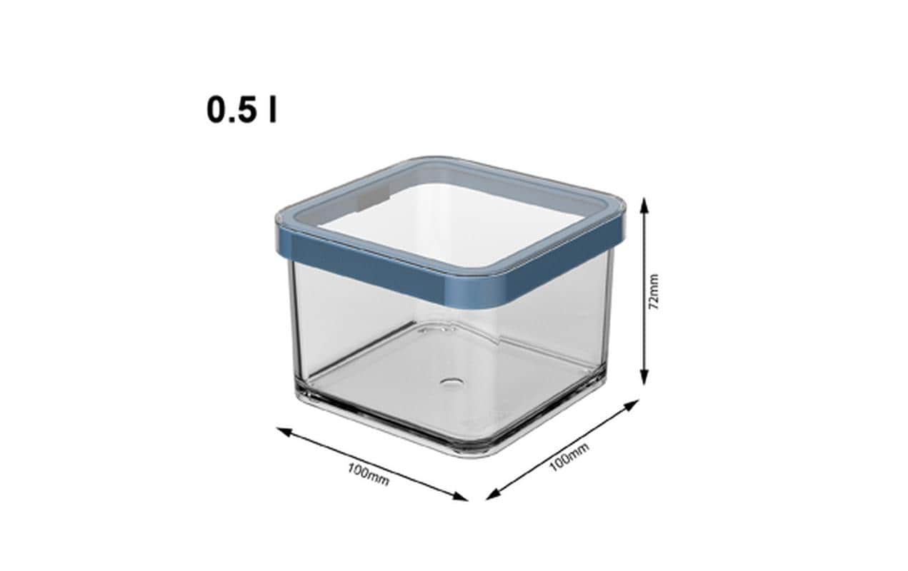 Rotho Vorratsdose 500 ml, 10 × 10 × 7,2 cm, Kunststoff (SAN), transparent/blau
