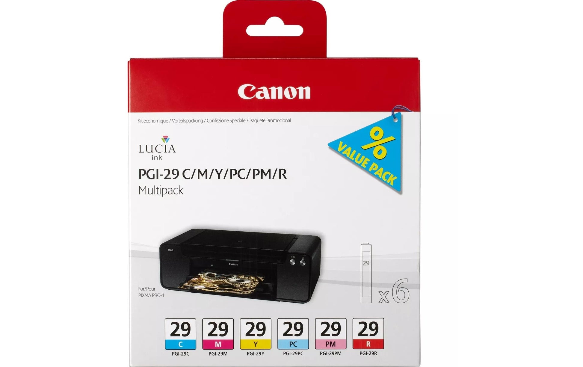 Canon Tintenpatronen-Multipack PGI-29CMY/PC/PM/R, 6er-Pack – für PGI-29-Serie