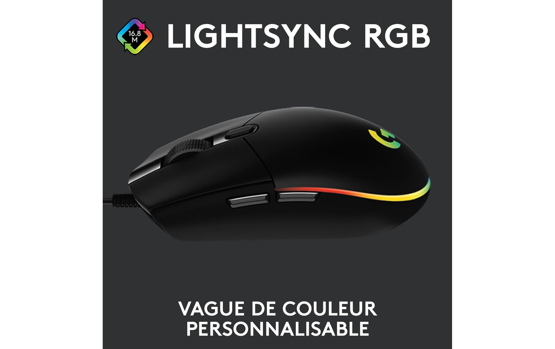 Logitech G G203 – Gaming-Maus – Kabelgebunden (USB‑A), 8000 DPI, RGB-Beleuchtung, Schwarz