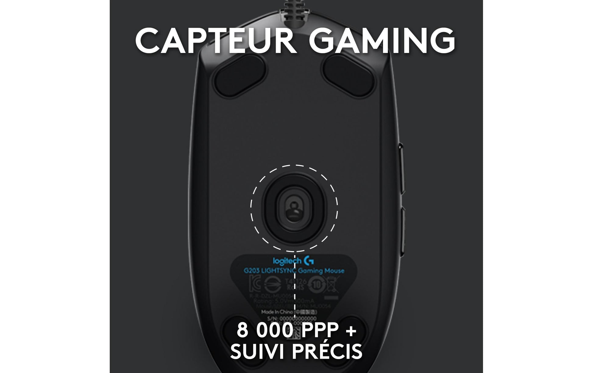 Logitech G G203 – Gaming-Maus – Kabelgebunden (USB‑A), 8000 DPI, RGB-Beleuchtung, Schwarz