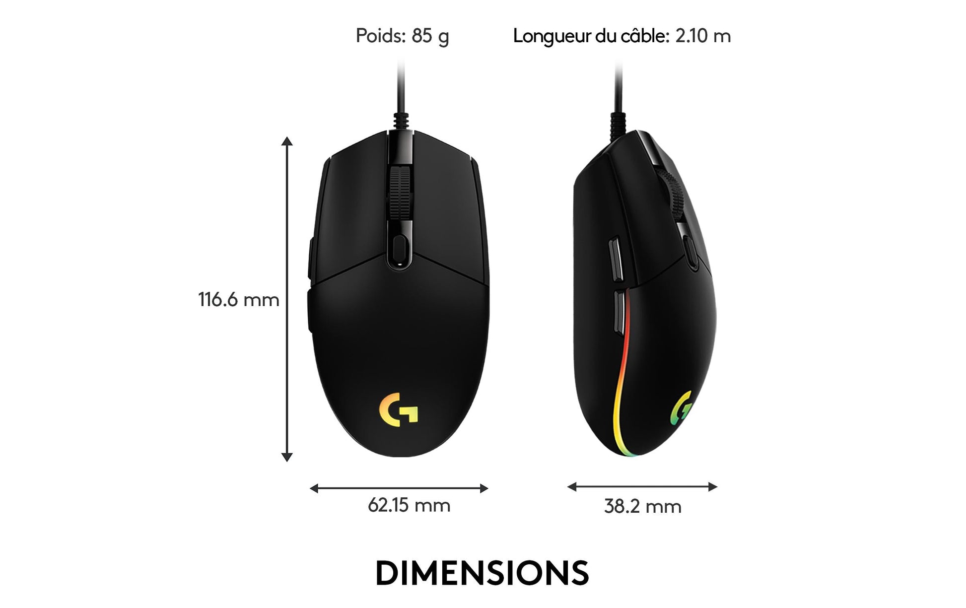 Logitech G G203 – Gaming-Maus – Kabelgebunden (USB‑A), 8000 DPI, RGB-Beleuchtung, Schwarz