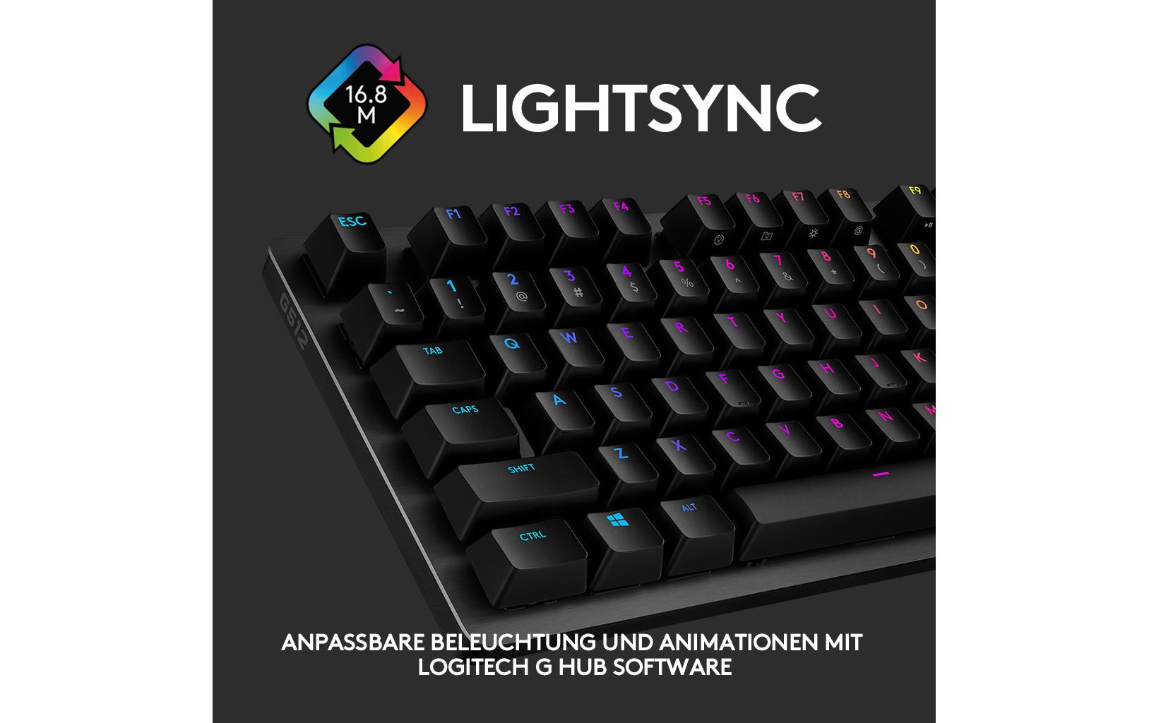 Logitech G G512 Carbon – Gaming-Tastatur – Mechanisch (GX Brown) – Kabelgebunden USB – QWERTZ (CH) – RGB