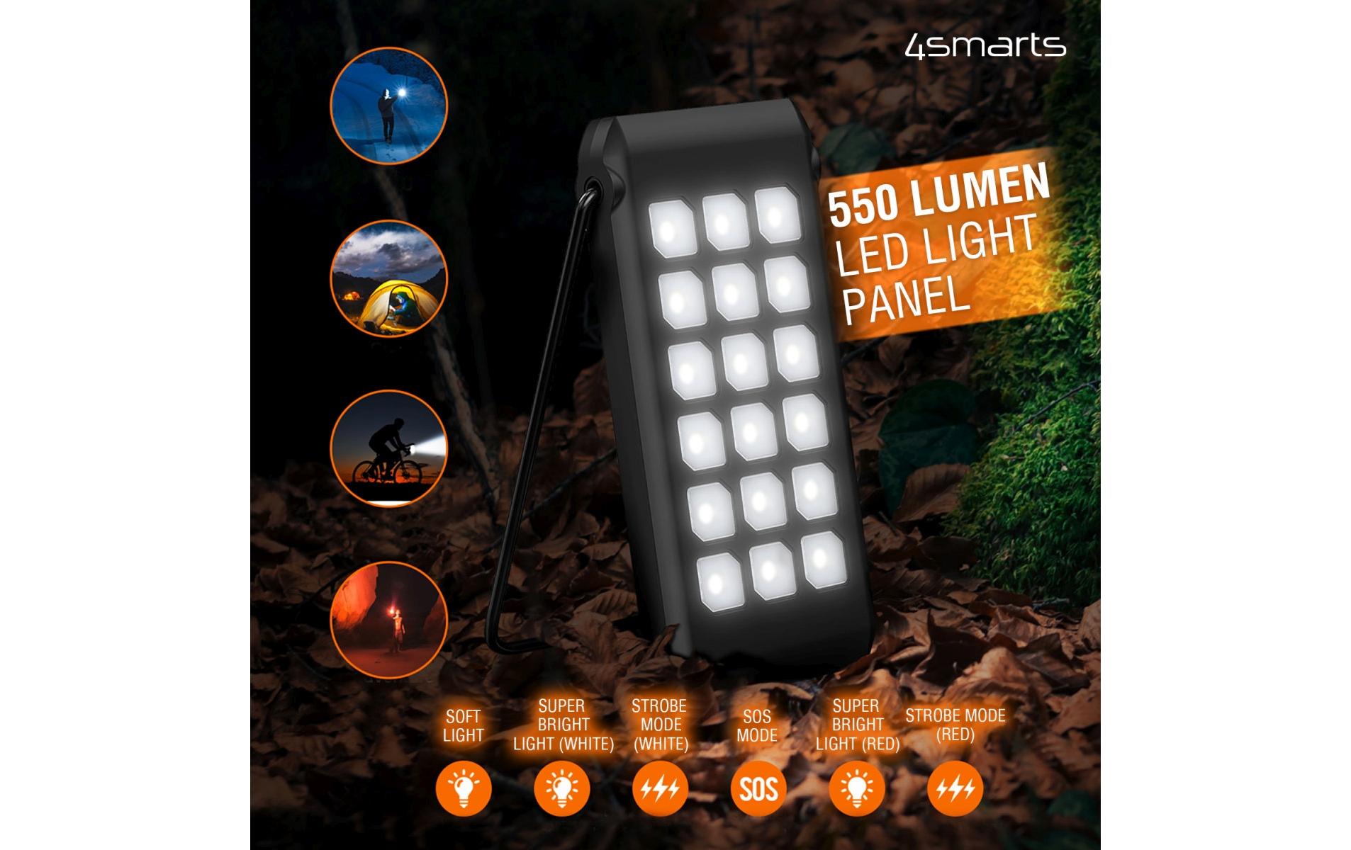 4smarts Powerbank 10000 mAh, PD 18 W, 1× USB-C, Solarpanel, mit Ständer, Schwarz