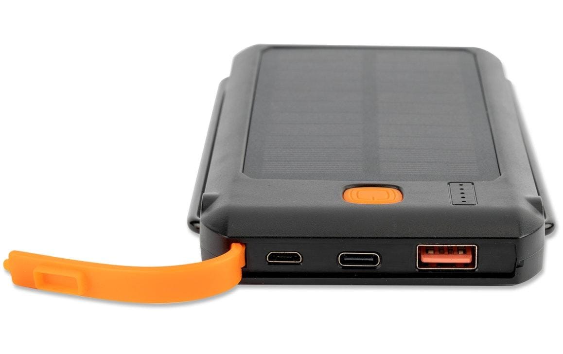 4smarts Powerbank 10000 mAh, PD 18 W, 1× USB-C, Solarpanel, mit Ständer, Schwarz