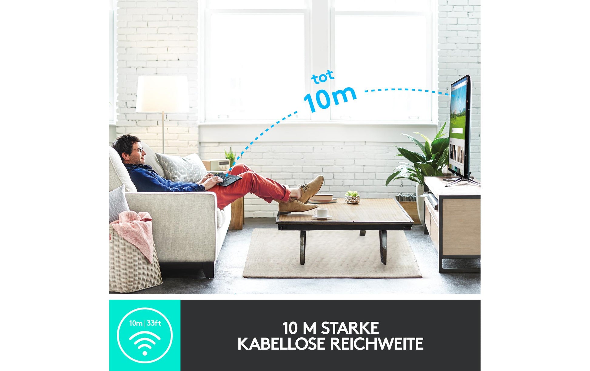 Logitech K400 Plus – Tastatur, kabellos, mit Touchpad, schwarz