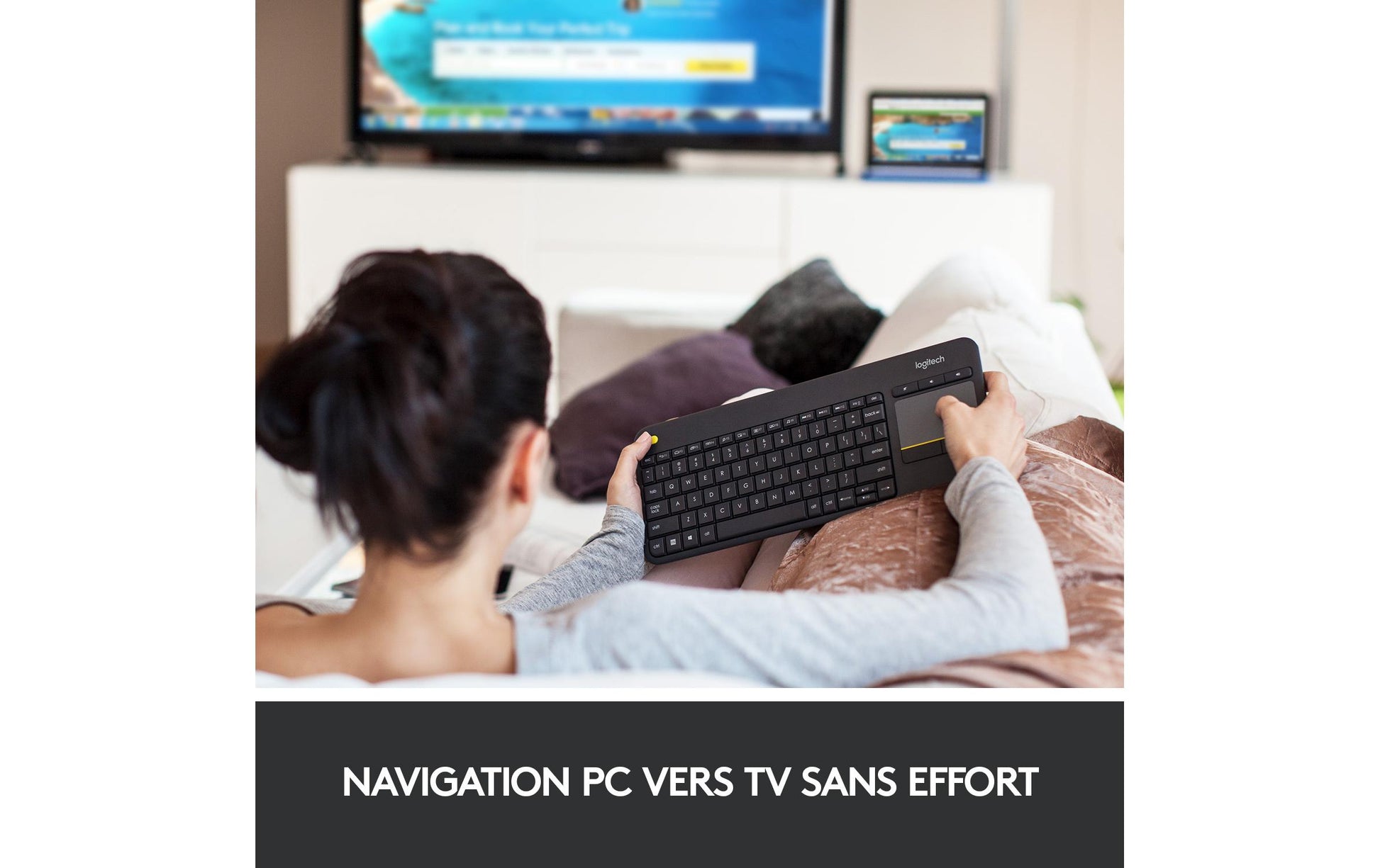Logitech K400 Plus – Tastatur, kabellos, mit Touchpad, schwarz