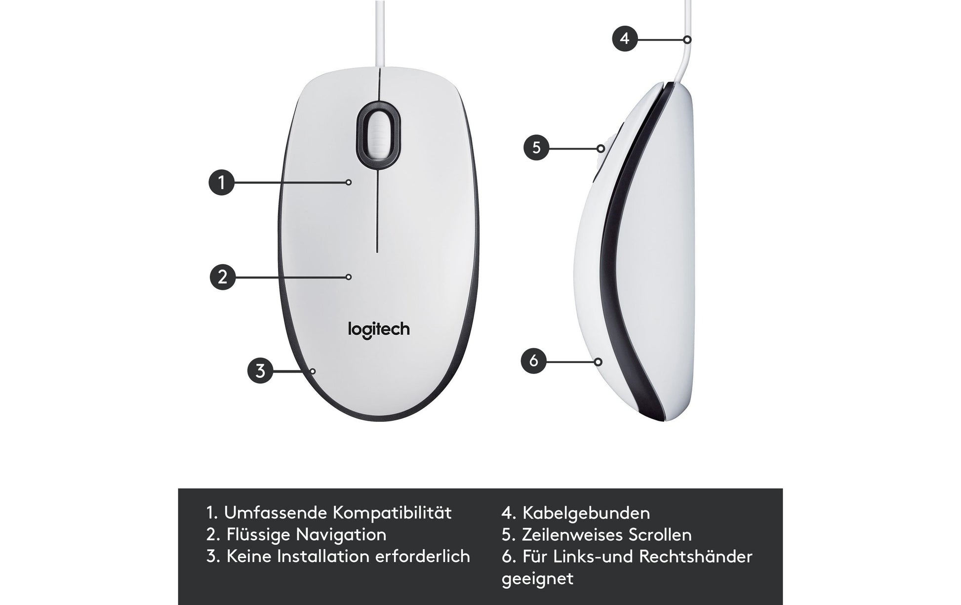 Logitech M100 Maus – Weiss