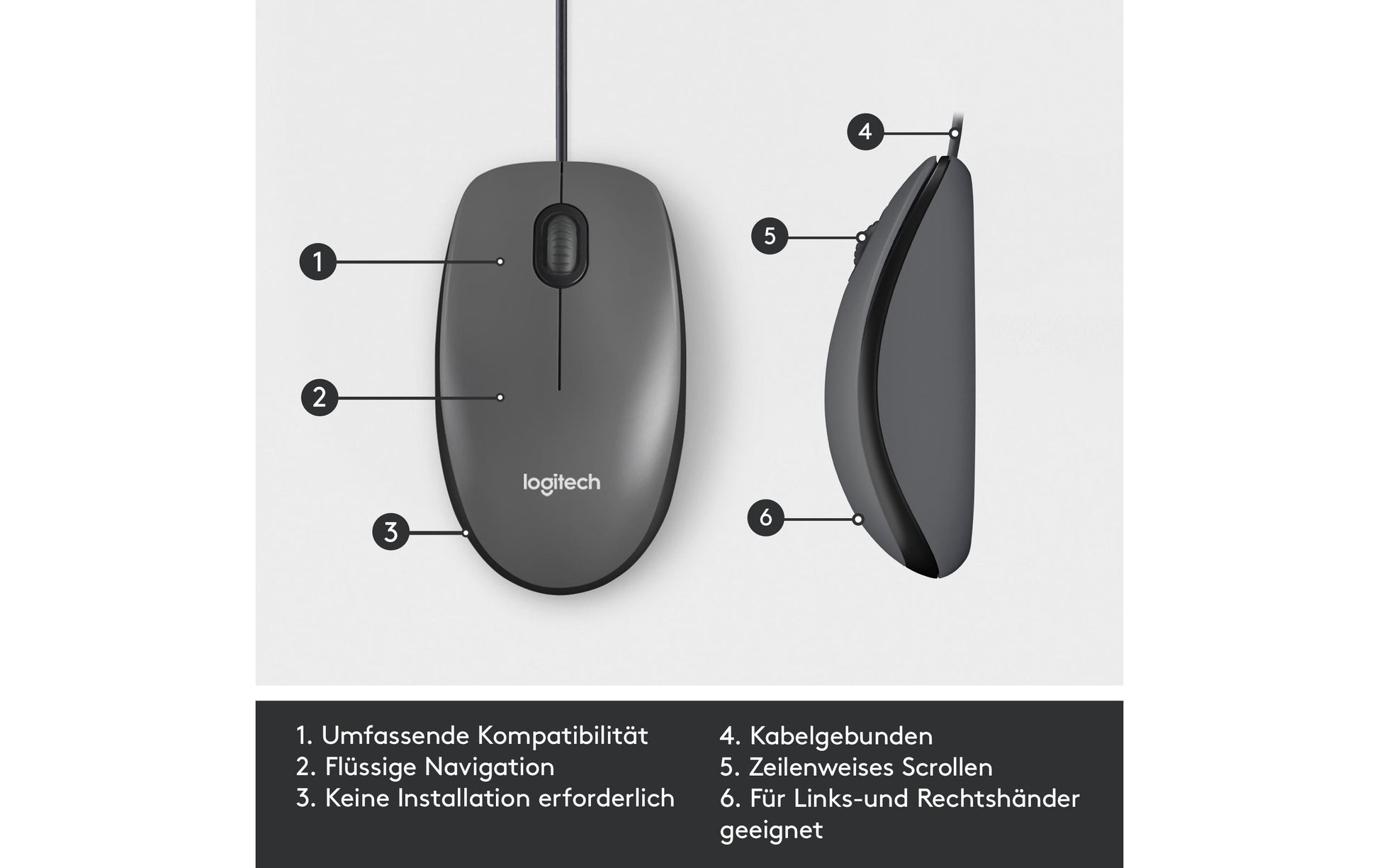 Logitech M100 Maus – Schwarz