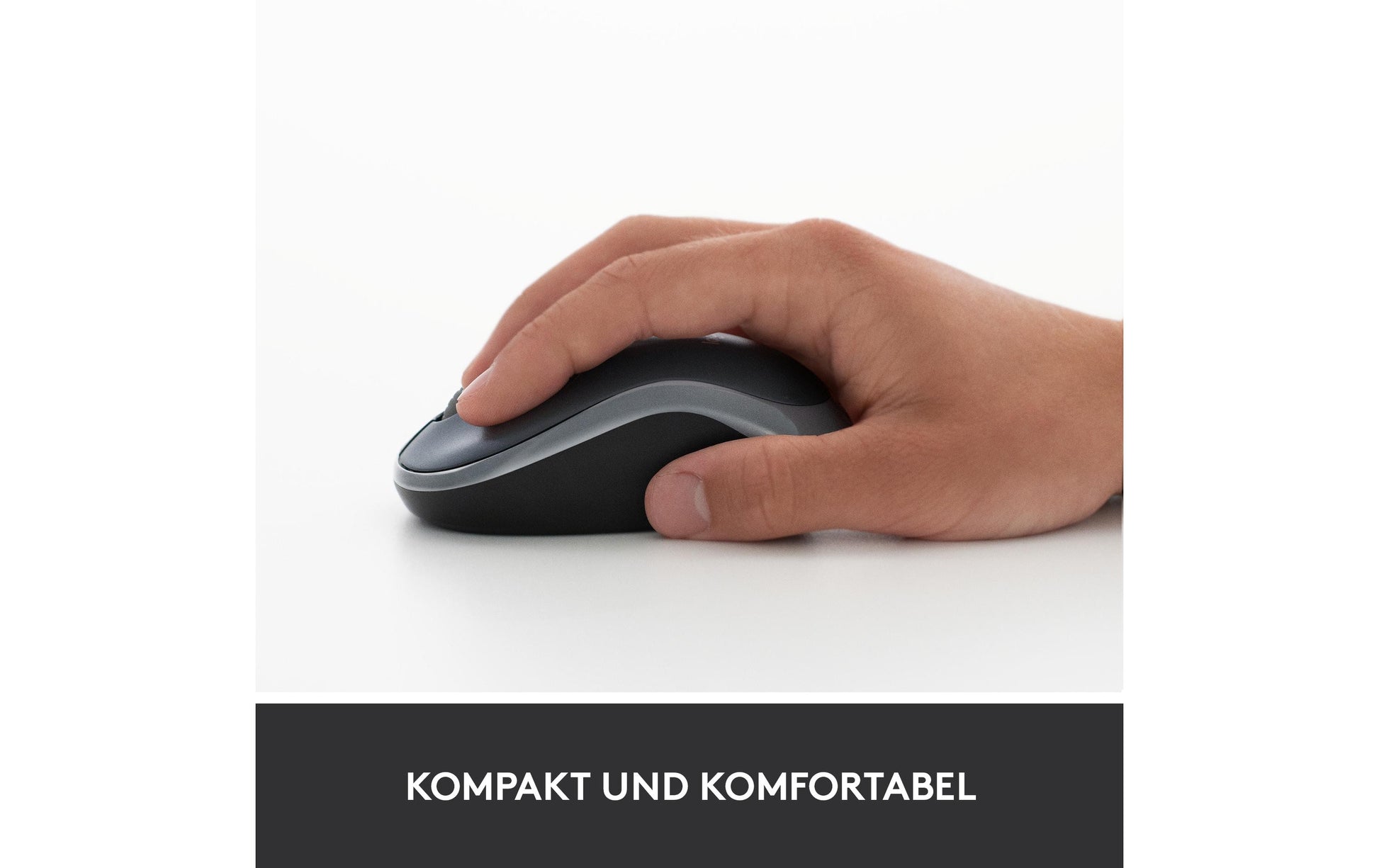 Logitech M185 Maus – kabellos, Bluetooth + 2,4 GHz, Unifying-Empfänger, Grau