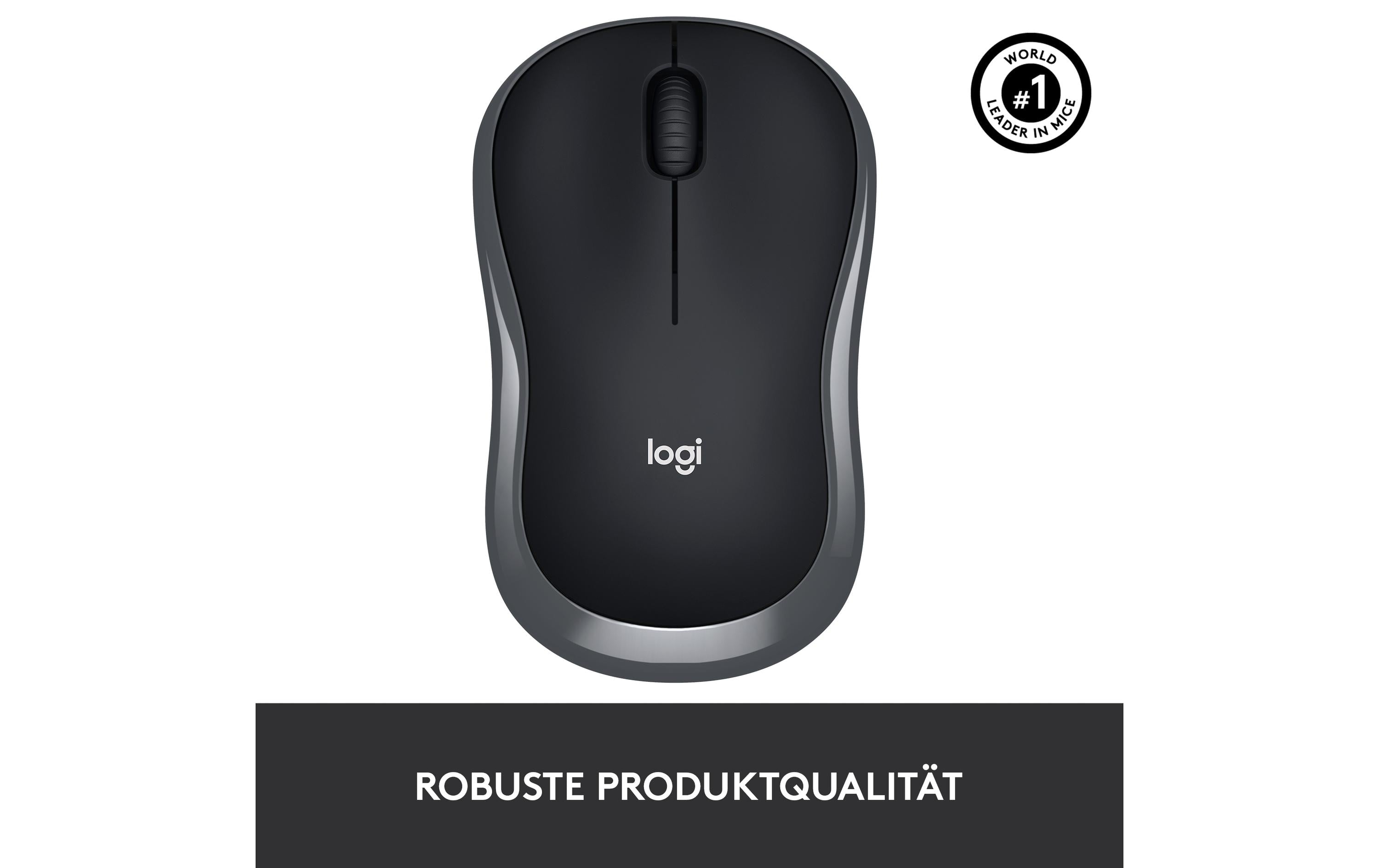Logitech M185 Maus – kabellos, Bluetooth + 2,4 GHz, Unifying-Empfänger, Grau