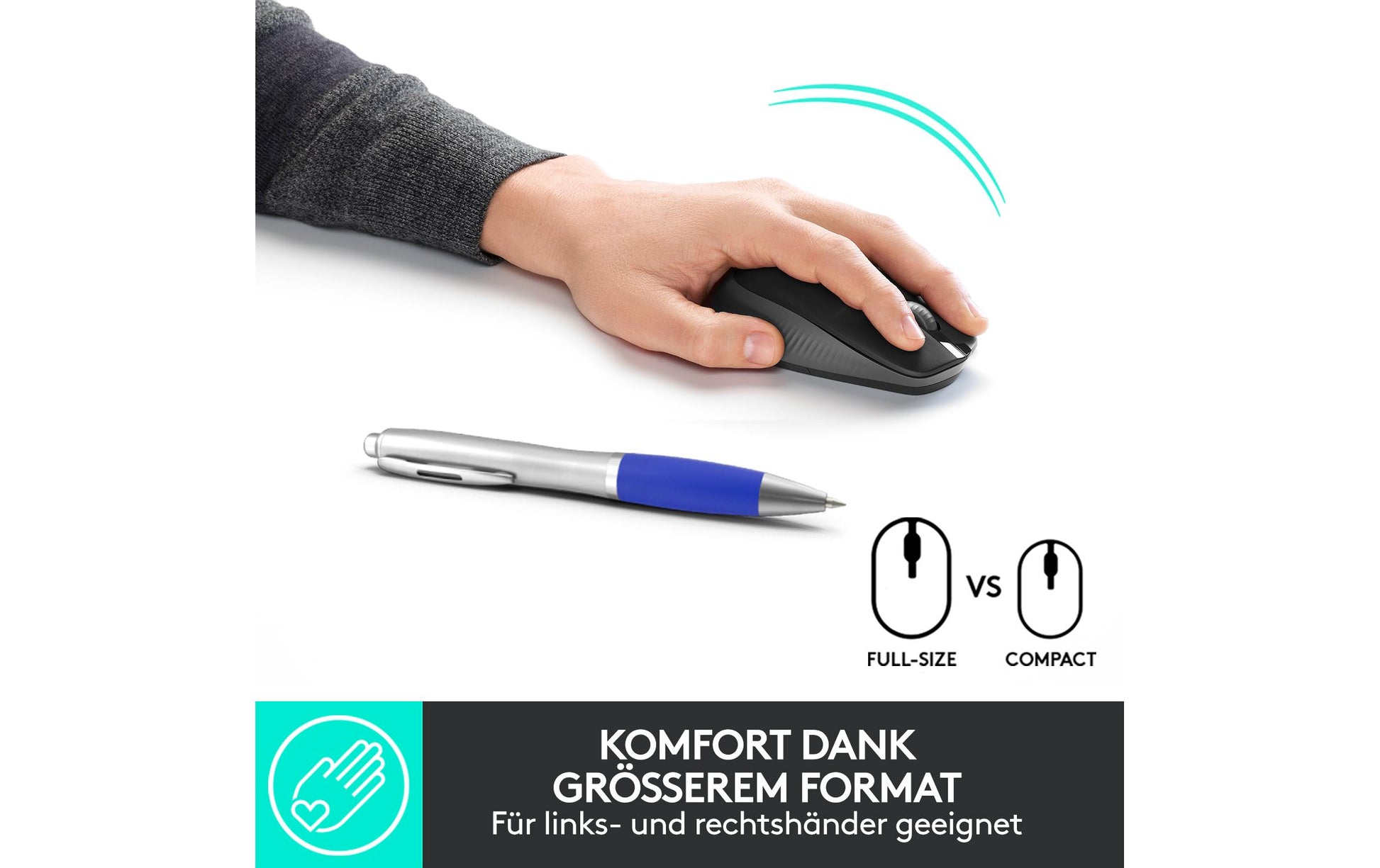 Logitech M190 Full-Size Maus – Kabellos, Anthrazit