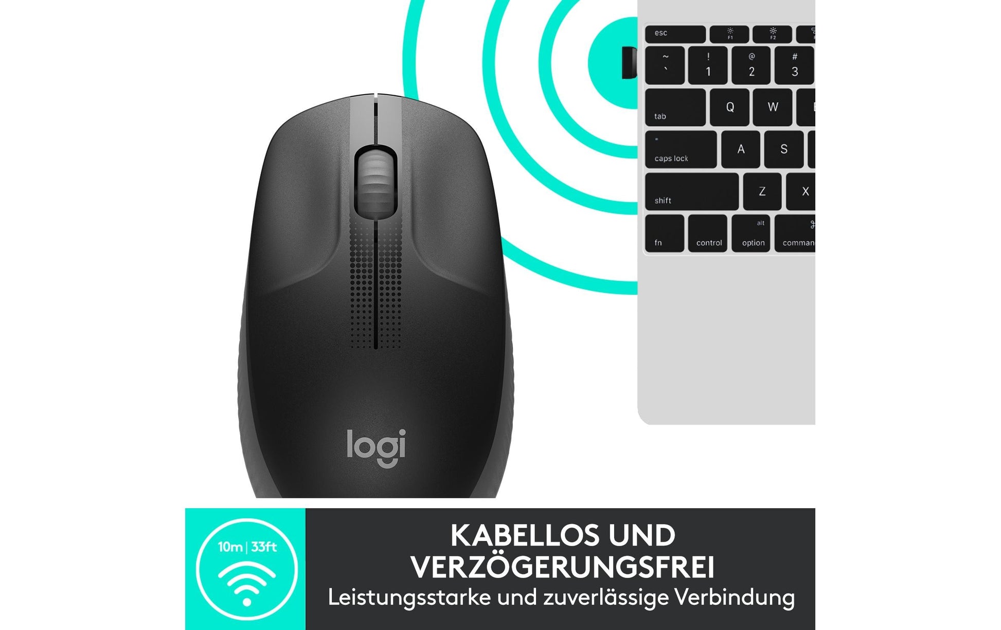 Logitech M190 Full-Size Maus – Kabellos, Anthrazit