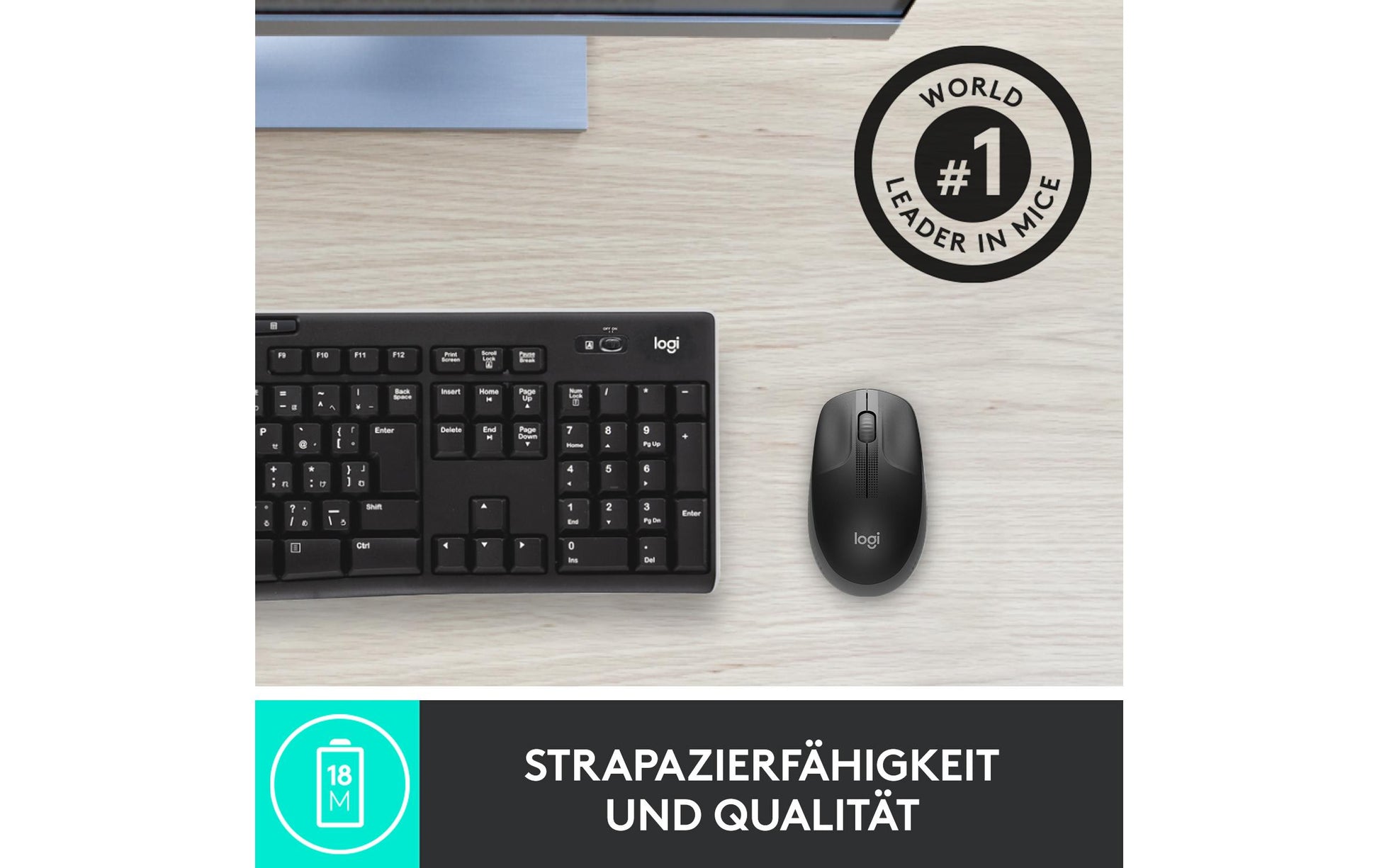 Logitech M190 Full-Size Maus – Kabellos, Anthrazit