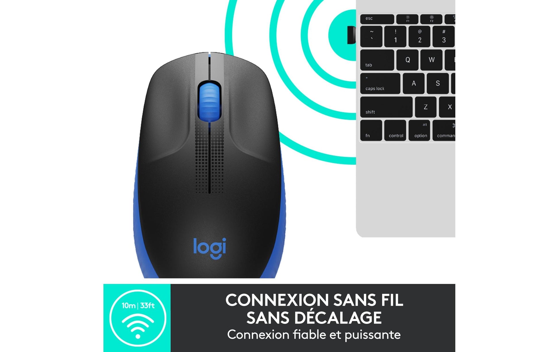 Logitech M190 Full-Size Maus – kabellos, blau