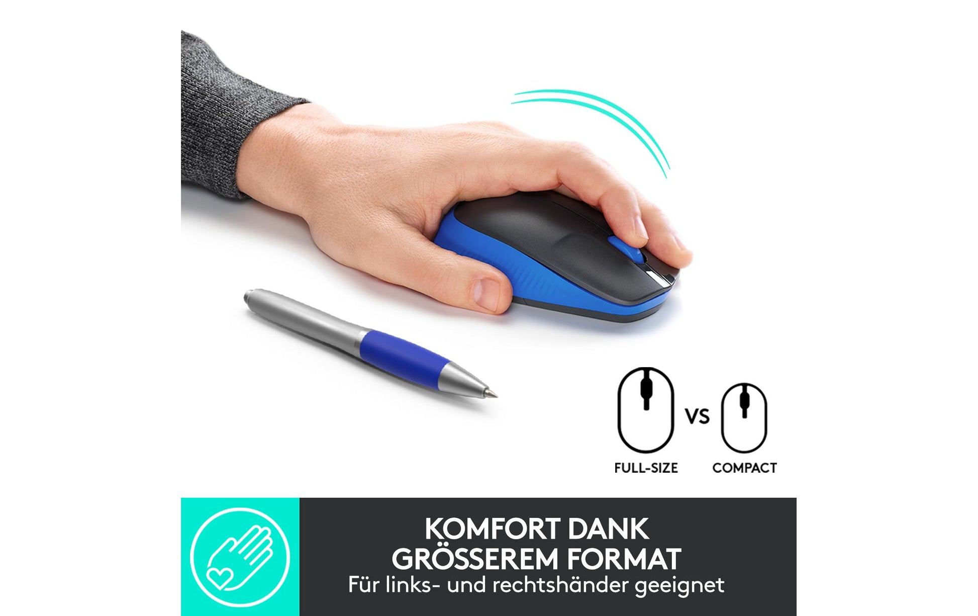 Logitech M190 Full-Size Maus – kabellos, blau