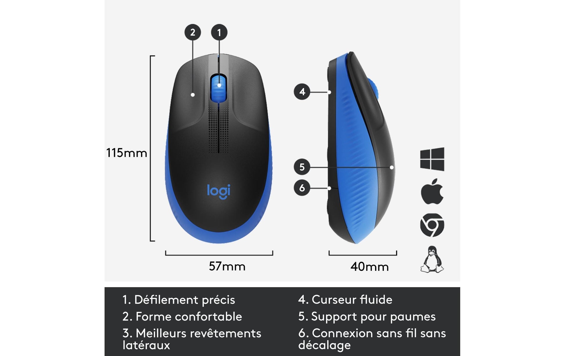 Logitech M190 Full-Size Maus – kabellos, blau