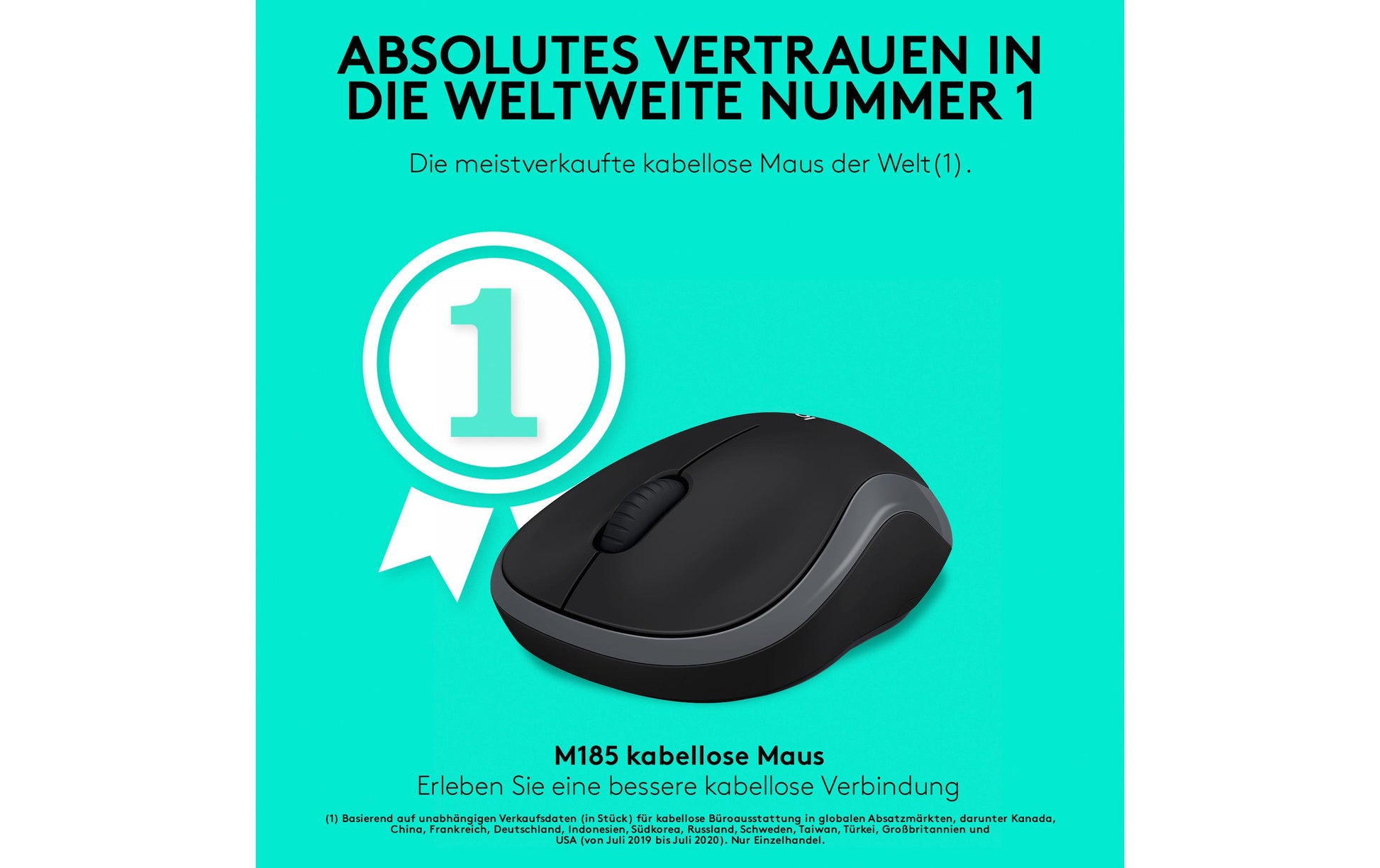 Logitech M185 Maus – kabellos, Bluetooth + 2,4 GHz, Unifying-Empfänger, Grau