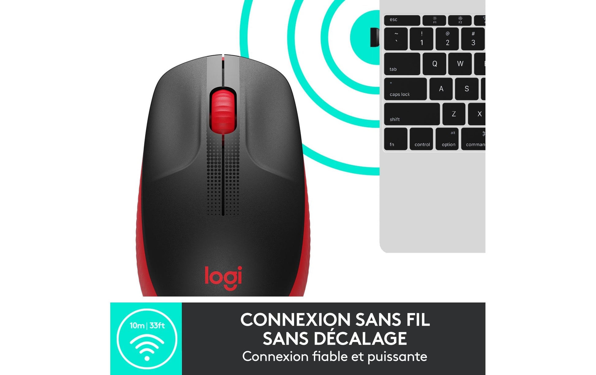 Logitech M190 Full-Size Maus – Kabellos, Rot