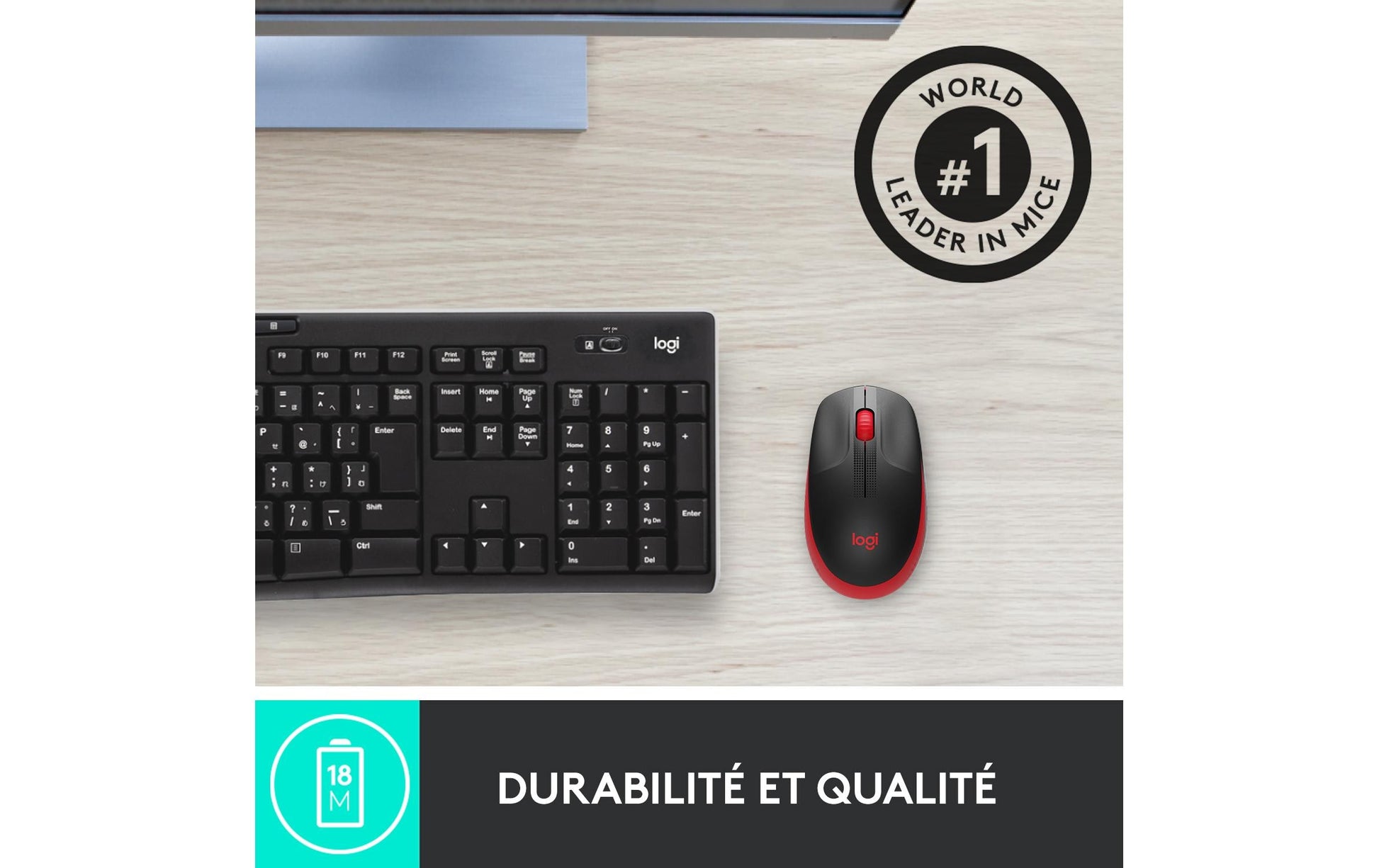 Logitech M190 Full-Size Maus – Kabellos, Rot