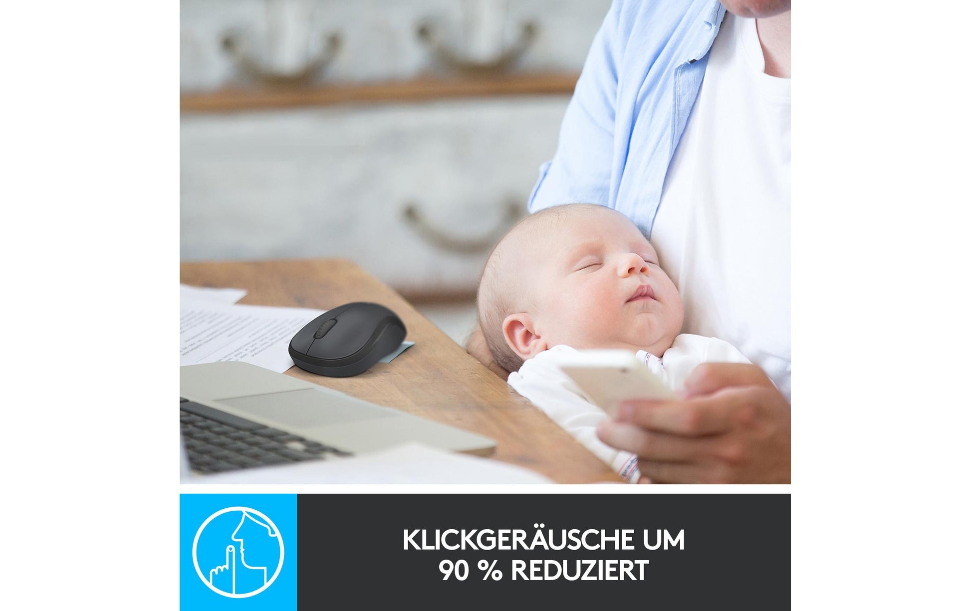 Logitech M220 Silent Maus – kabellos, 2,4 GHz, schwarz