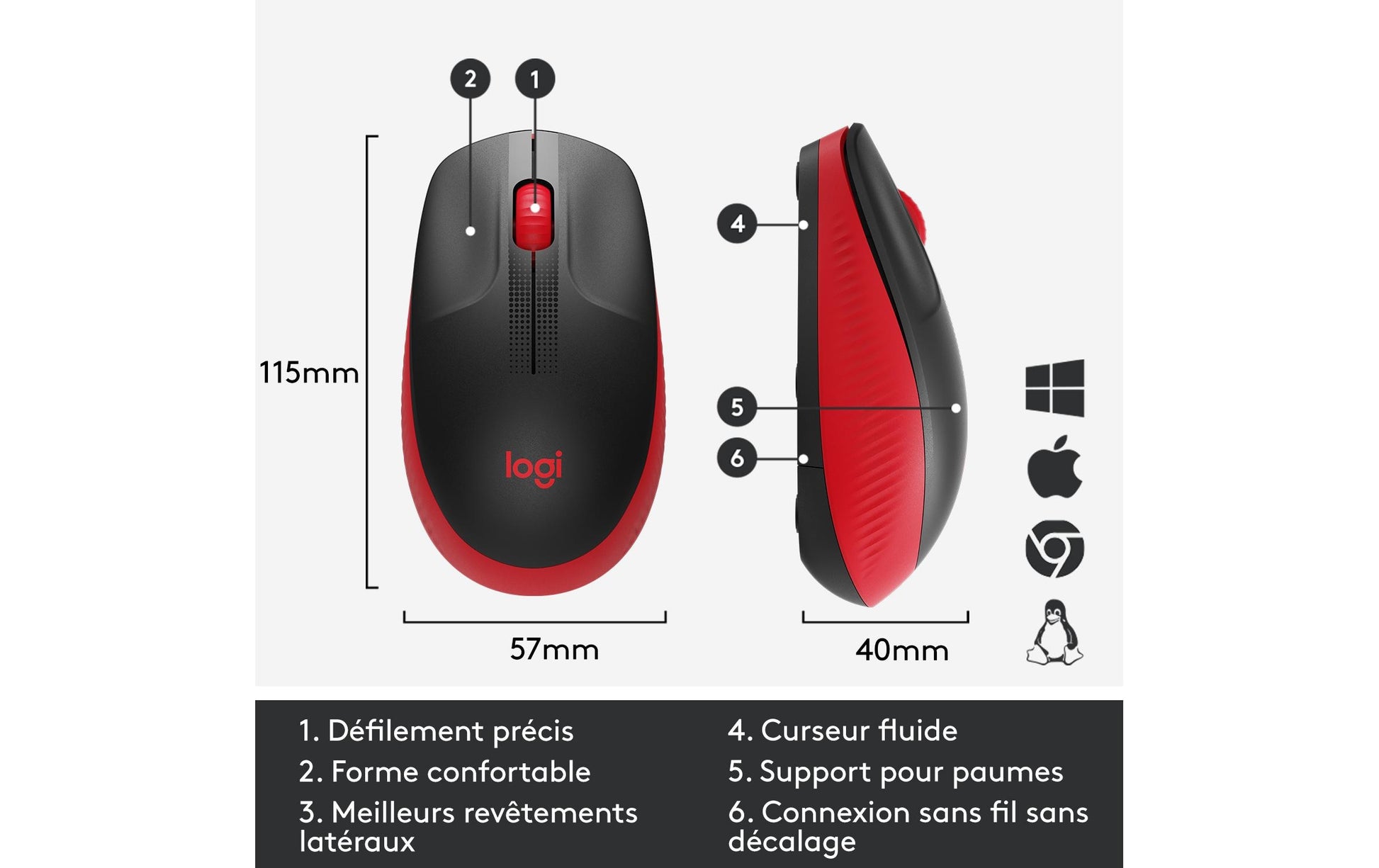 Logitech M190 Full-Size Maus – Kabellos, Rot