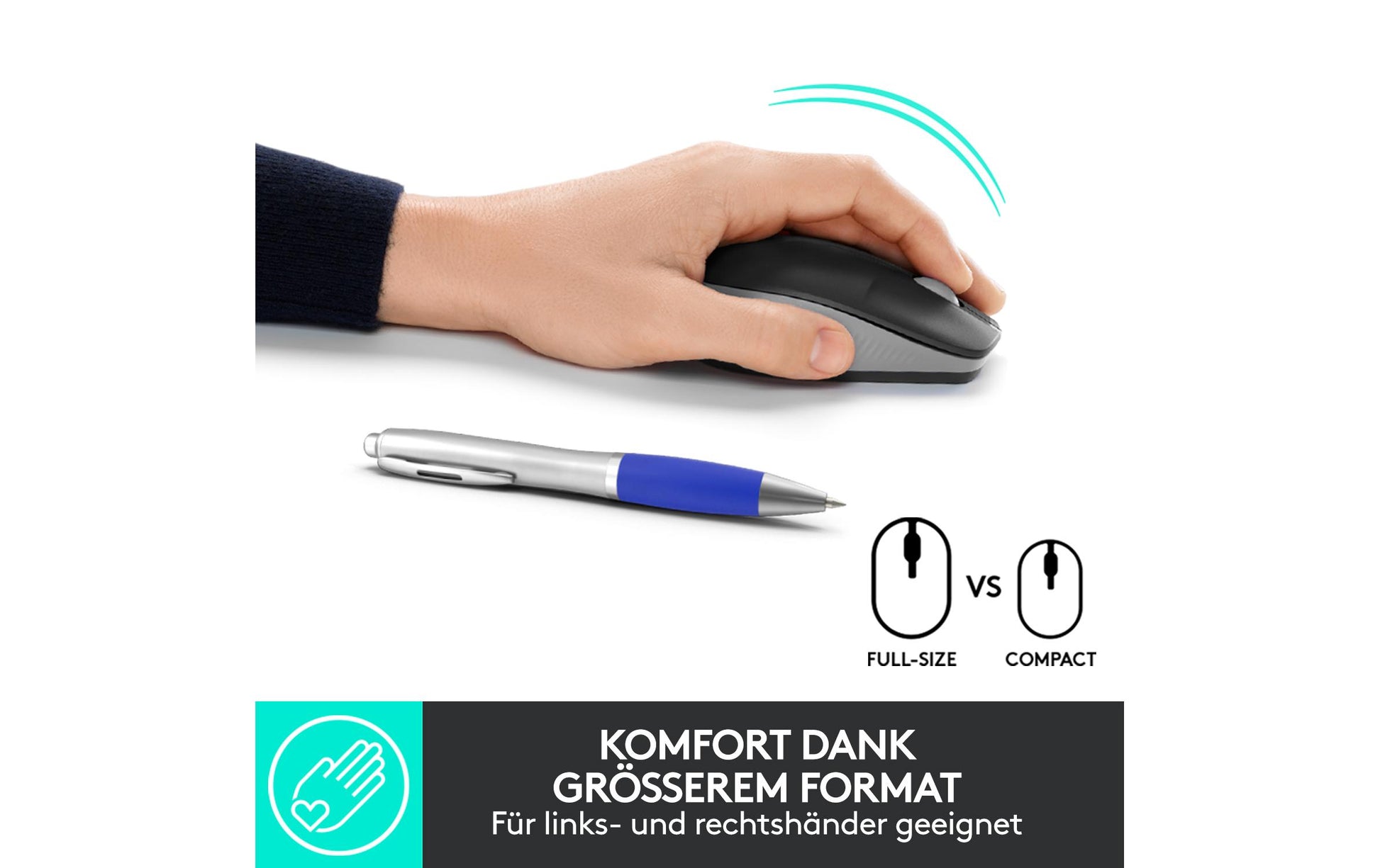 Logitech M190 Full-Size Maus – Kabellos, Grau