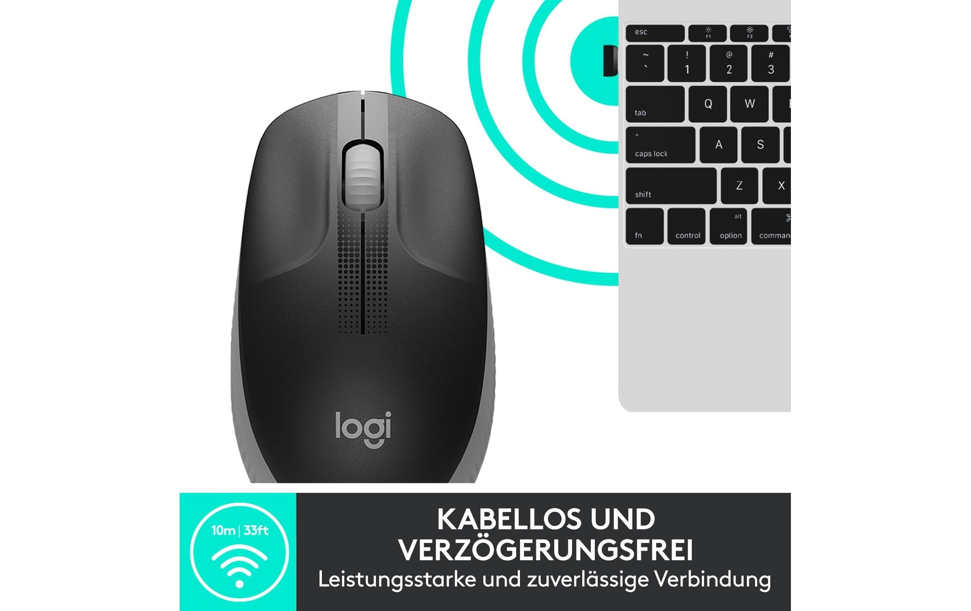 Logitech M190 Full-Size Maus – Kabellos, Grau
