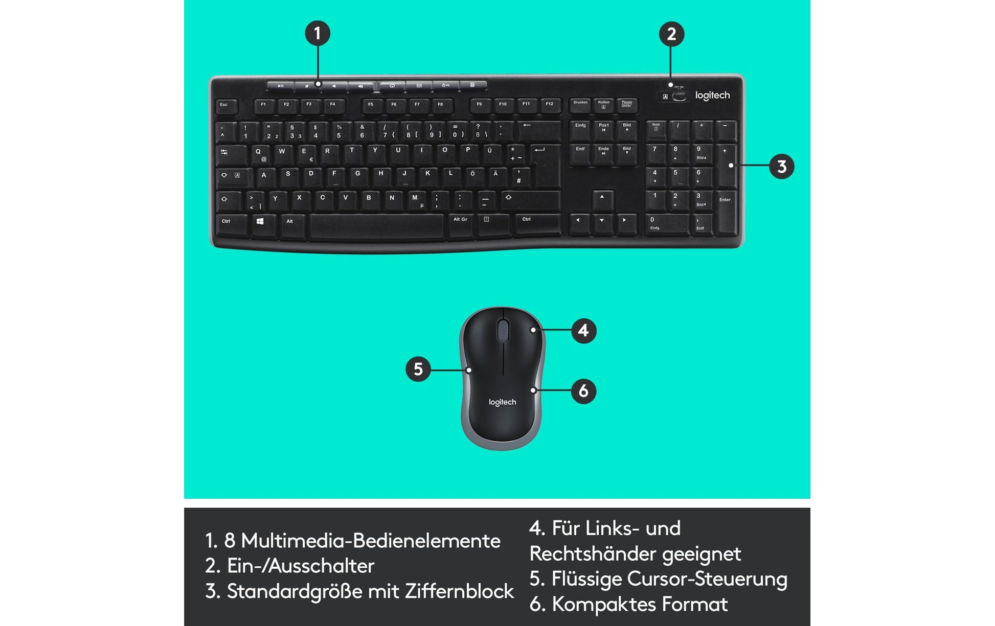 Logitech MK270 – Tastatur, kabellos, CH-Layout (DE-CH)