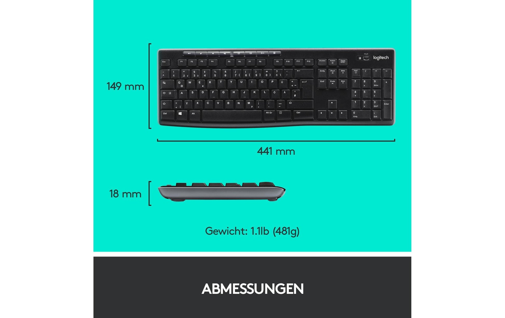 Logitech MK270 – Tastatur, kabellos, US-Layout (EN)