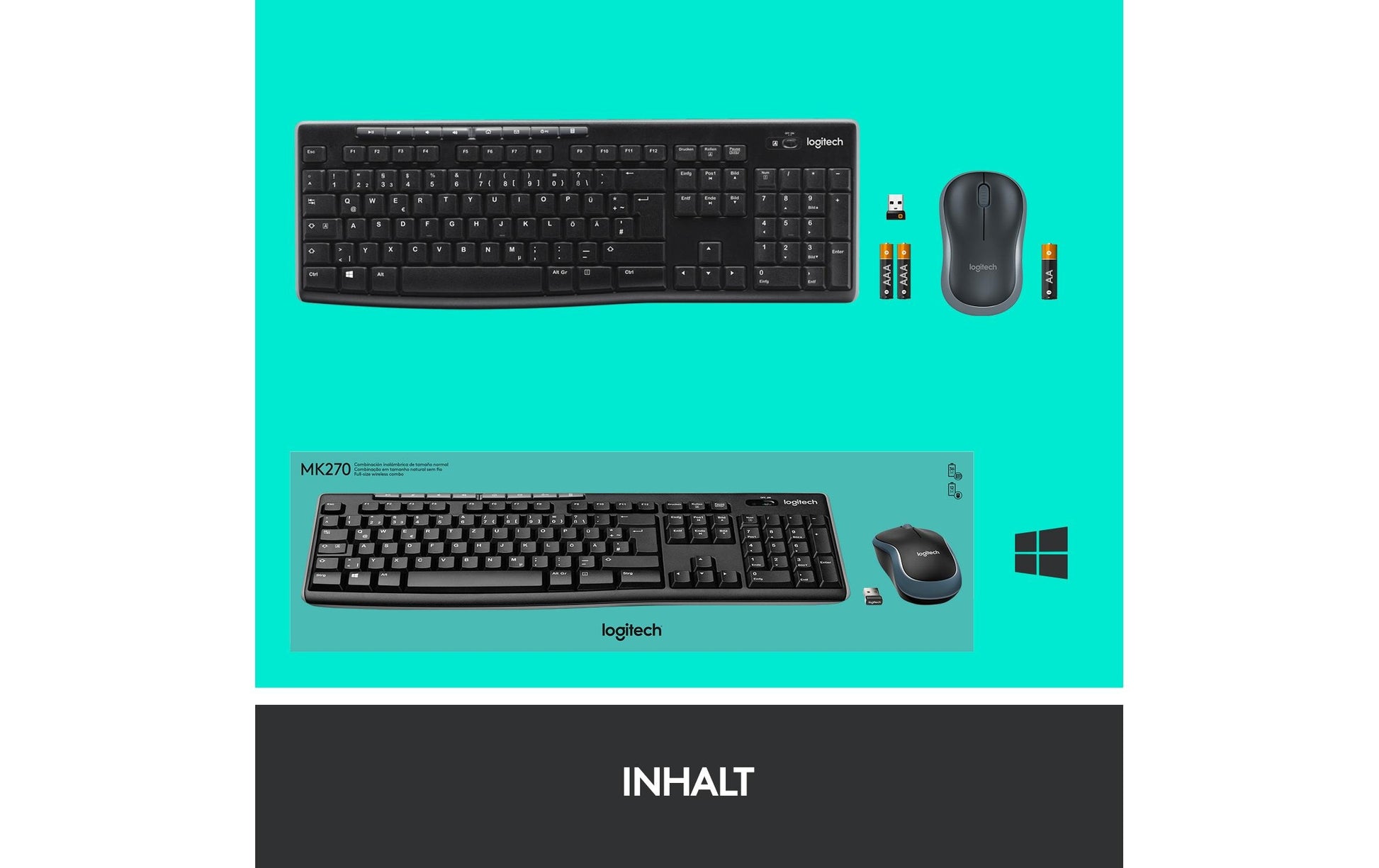 Logitech MK270 – Tastatur, kabellos, US-Layout (EN)