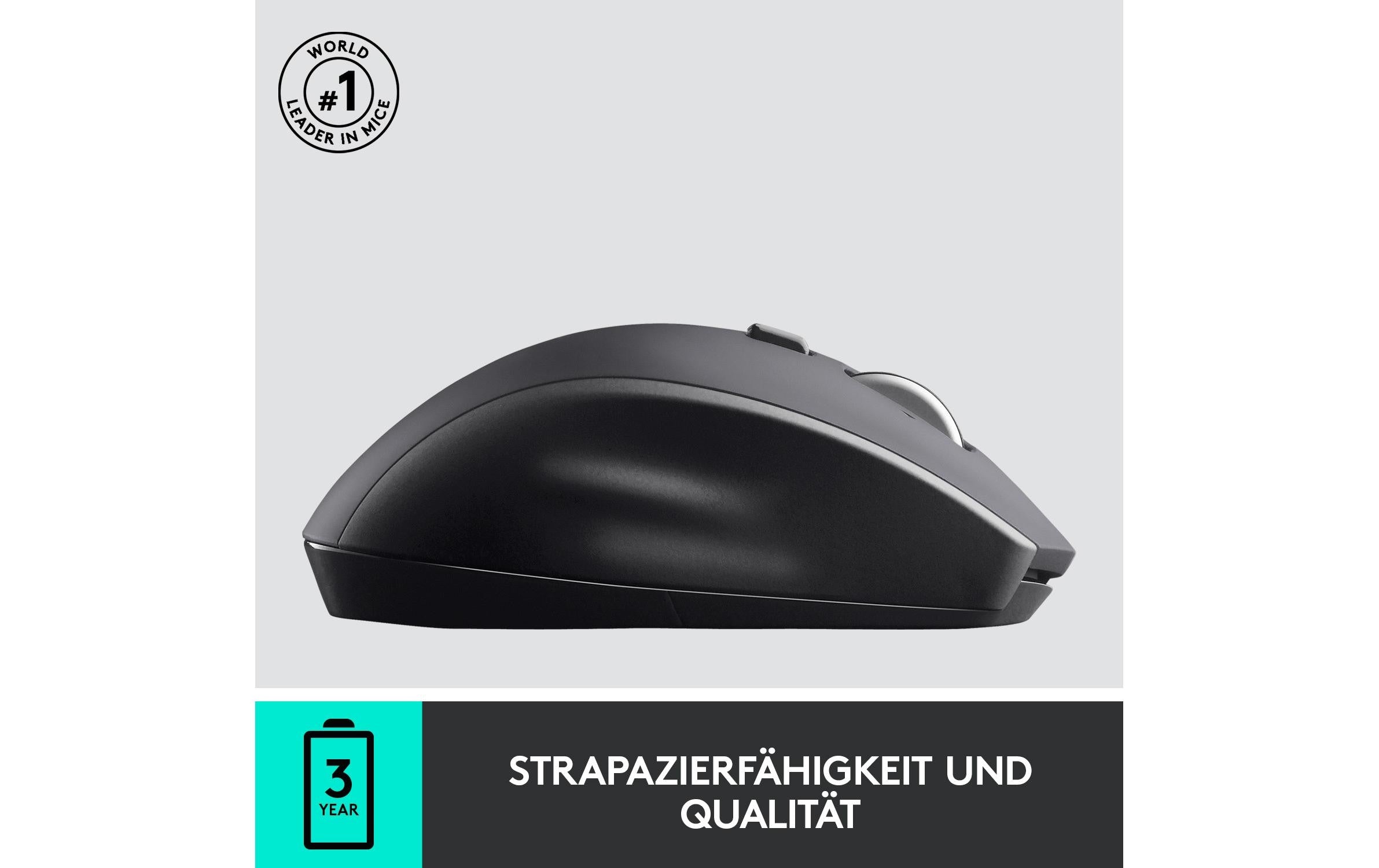 Logitech M705 Maus – kabellos, Bluetooth + 2,4 GHz, Batterieladeanzeige, Anthrazit