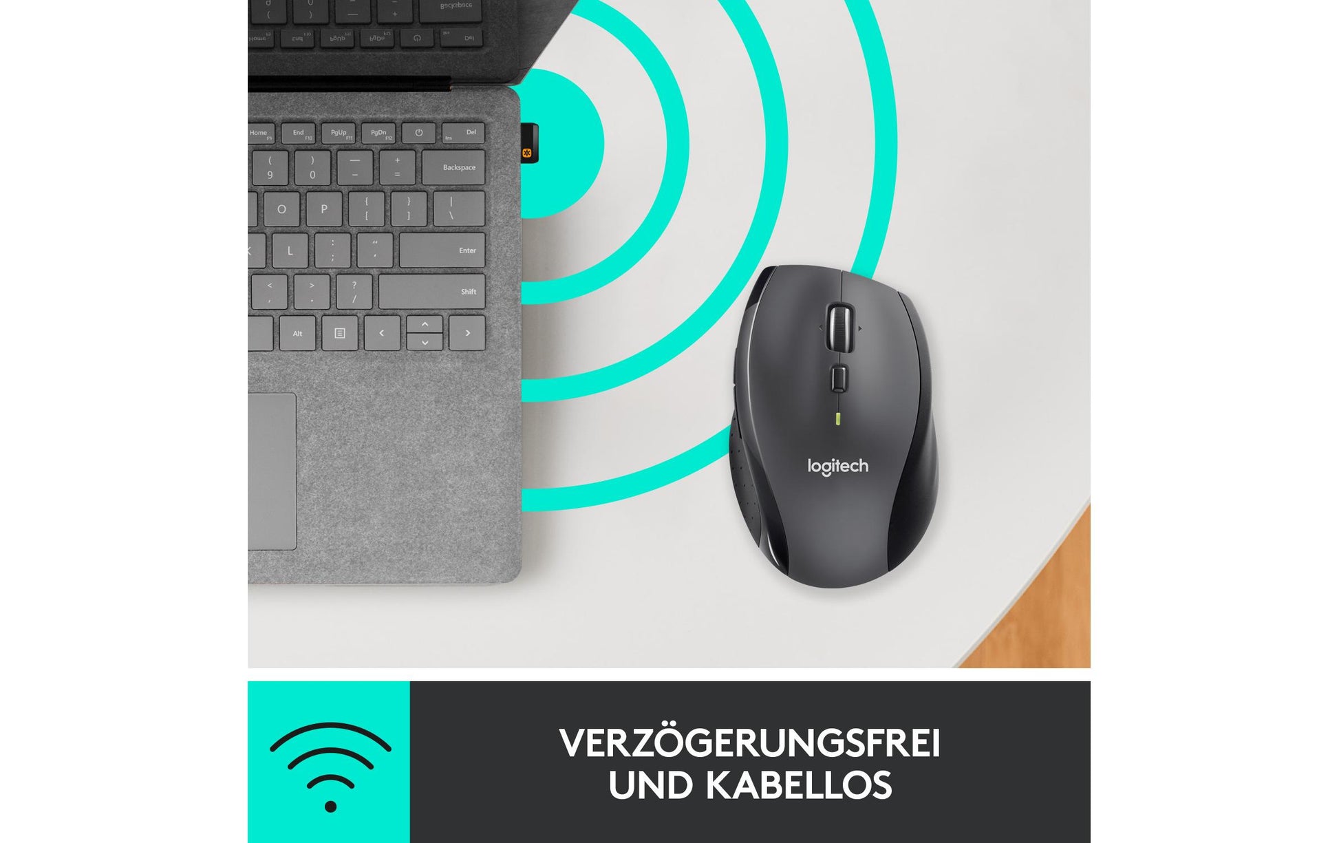 Logitech M705 Maus – kabellos, Bluetooth + 2,4 GHz, Batterieladeanzeige, Anthrazit