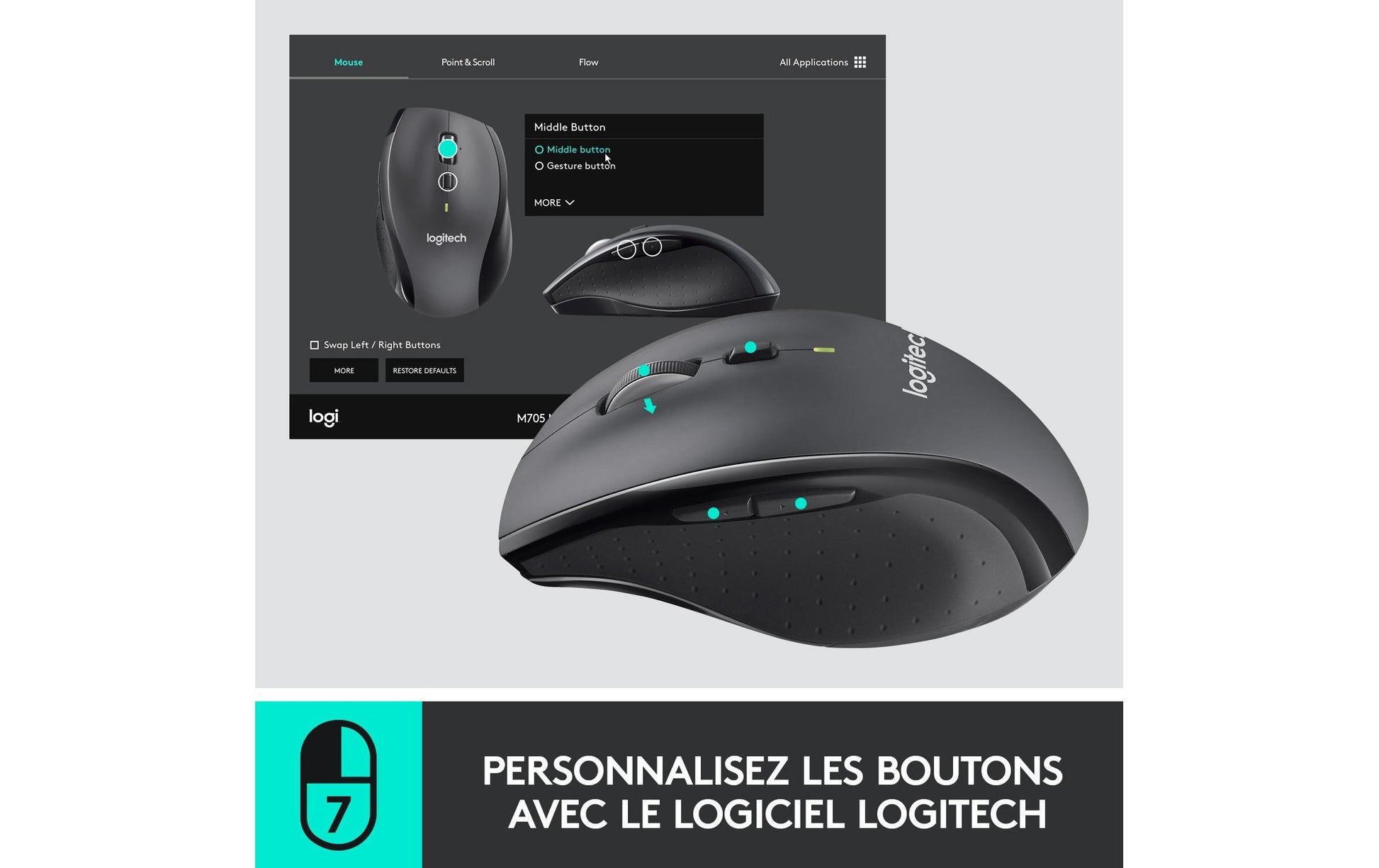 Logitech Marathon M705 Maus – kabellos, anthrazit