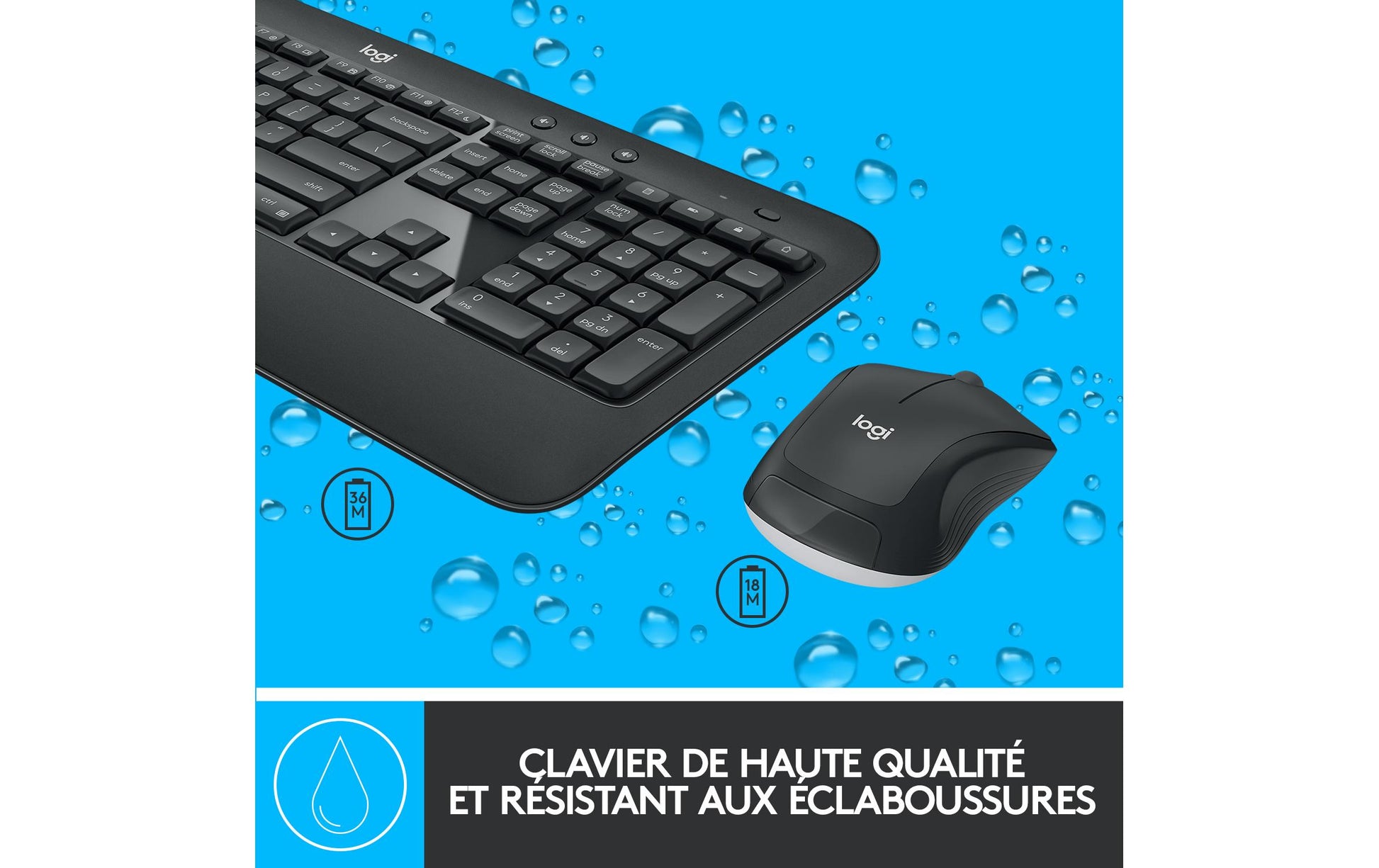 Logitech MK540 – Tastatur, kabellos (2,4 GHz), US-Layout (EN), Fullsize (mit Ziffernblock)