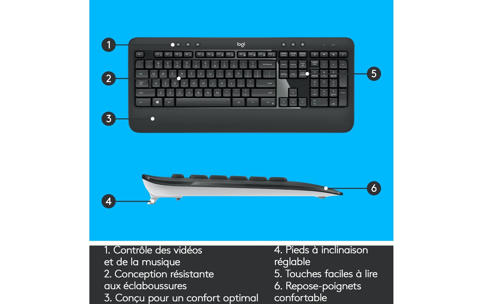 Logitech MK540 – Tastatur, kabellos (2,4 GHz), US-Layout (EN), Fullsize (mit Ziffernblock)
