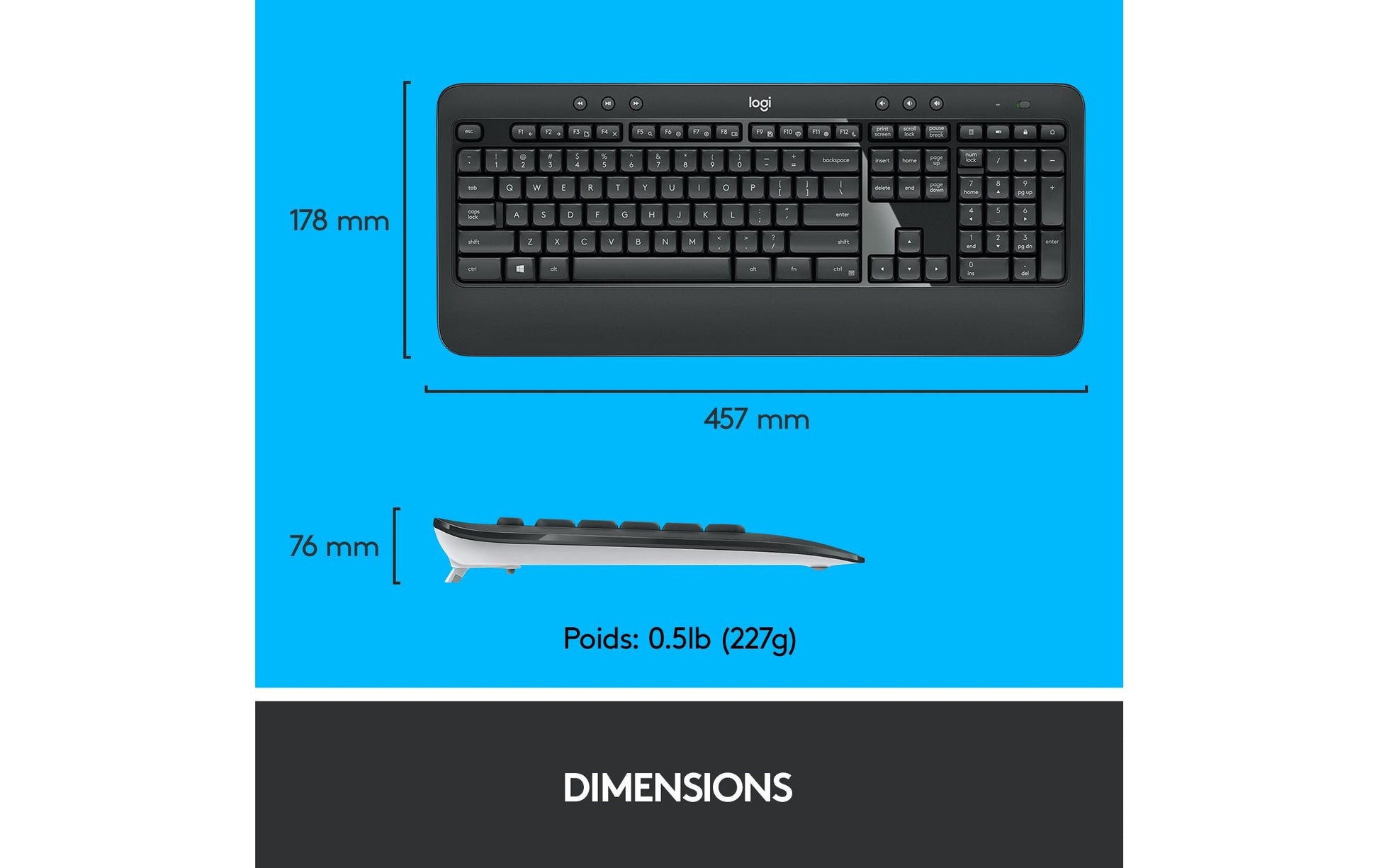 Logitech MK540 – Tastatur, kabellos (2,4 GHz), US-Layout (EN), Fullsize (mit Ziffernblock)