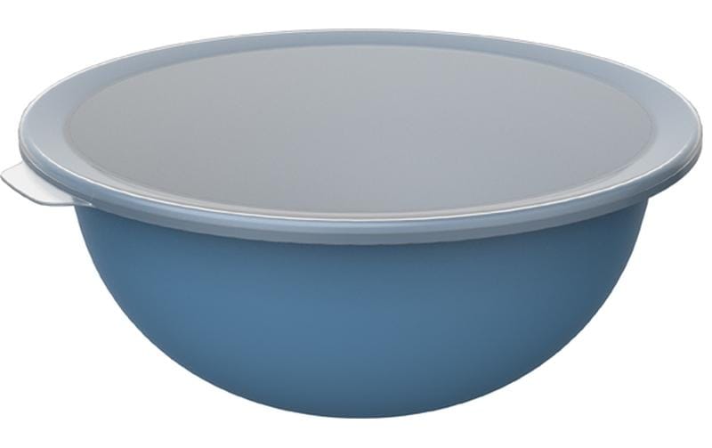 Rotho Schüssel Caruba – 4,8 l – mit Deckel, stapelbar, spülmaschinenfest – PP – blau – 32,2 × 13,3 × 30,5 cm