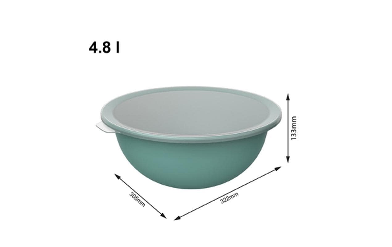 Rotho Rührschüssel-Set Caruba – 4,8 l – mit Deckel, stapelbar – PP – Grün – 32,2 × 13,3 × 30,5 cm – 2-teilig