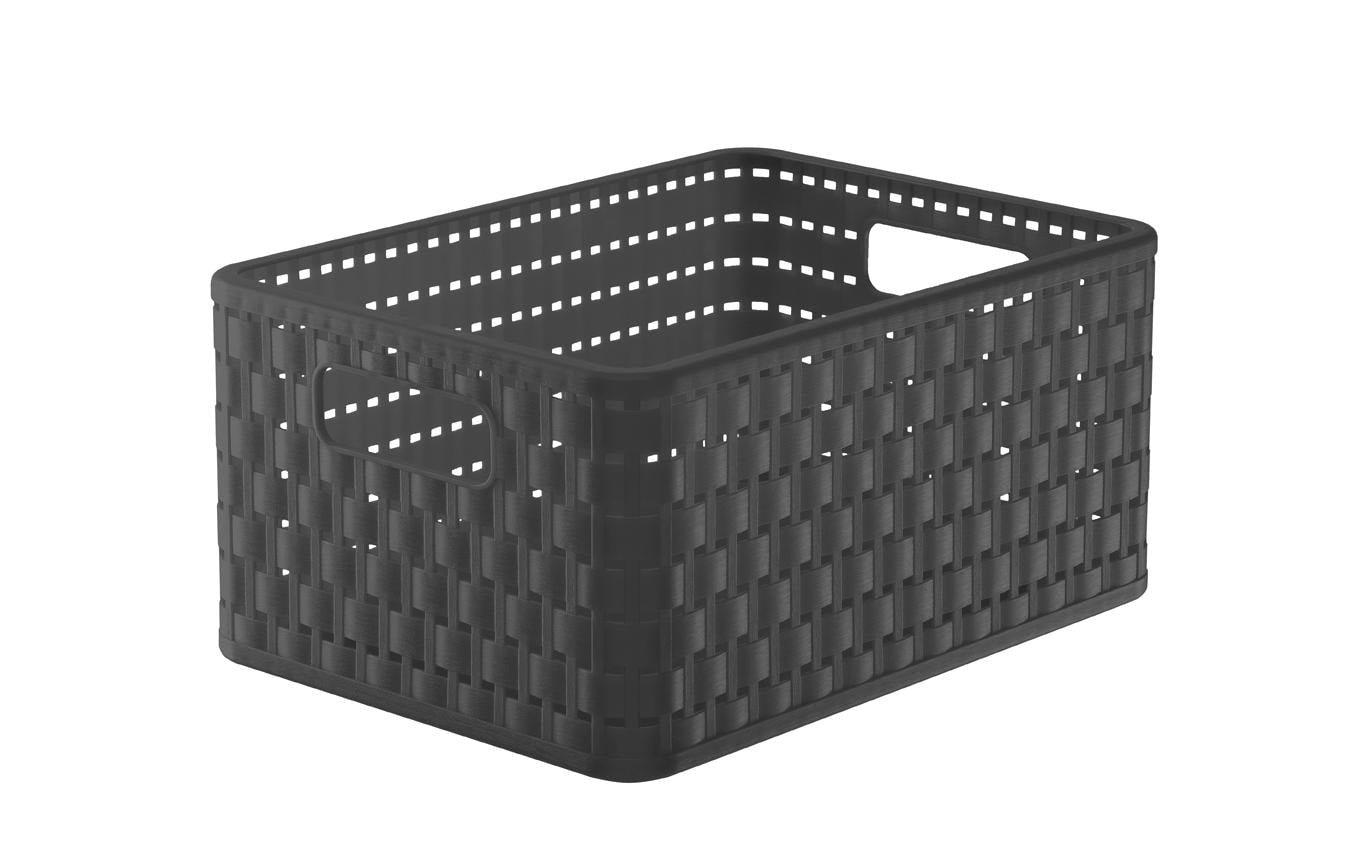 Rotho Country Aufbewahrungskorb 11 l – Kunststoff – Anthrazit – mit Griffen – 238 × 160 × 328 mm