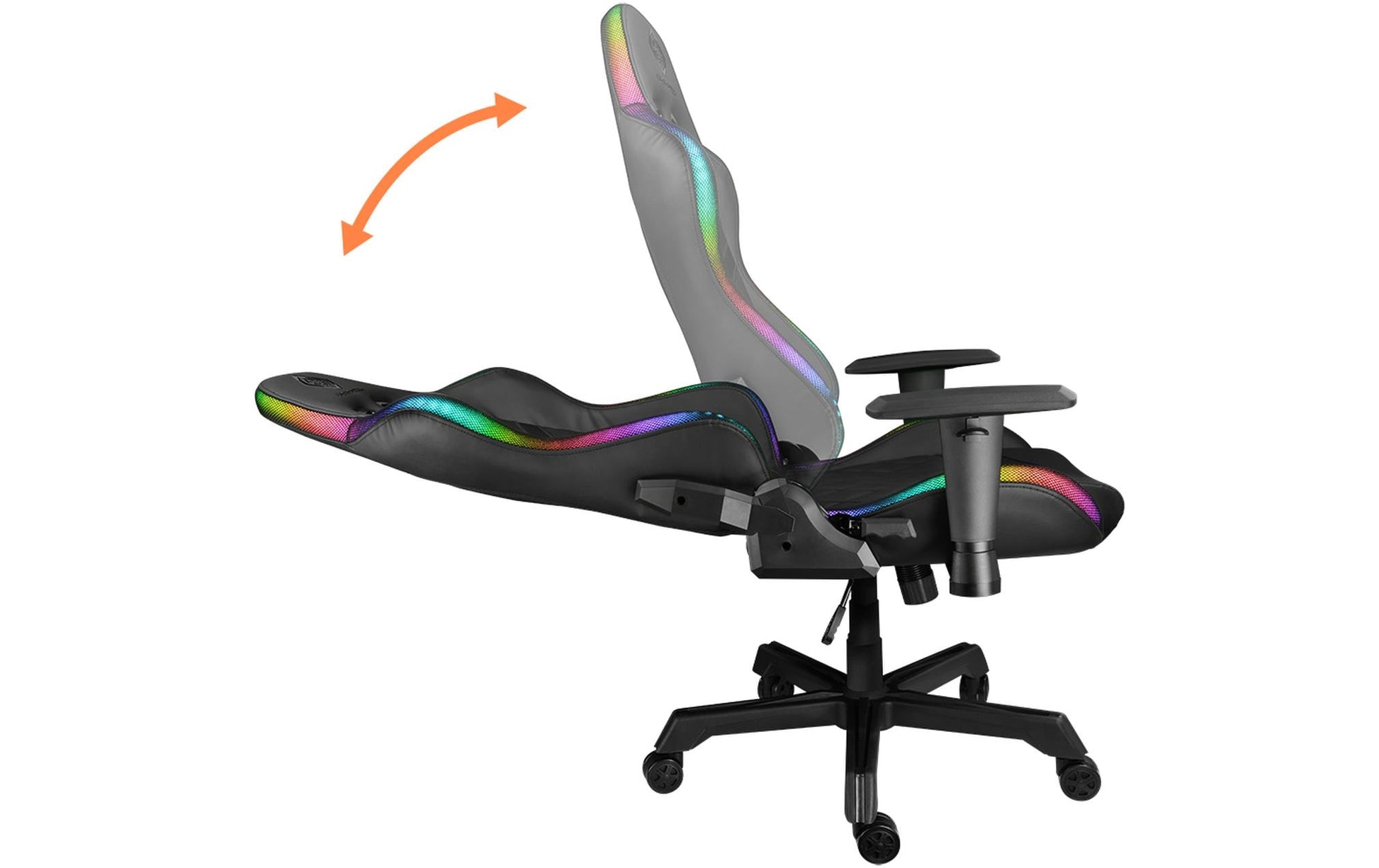 Deltaco Gaming GAM-080 Gaming-Stuhl – RGB-Beleuchtung, mit Kopf- und Lendenkissen, 44–54 cm, bis 120 kg