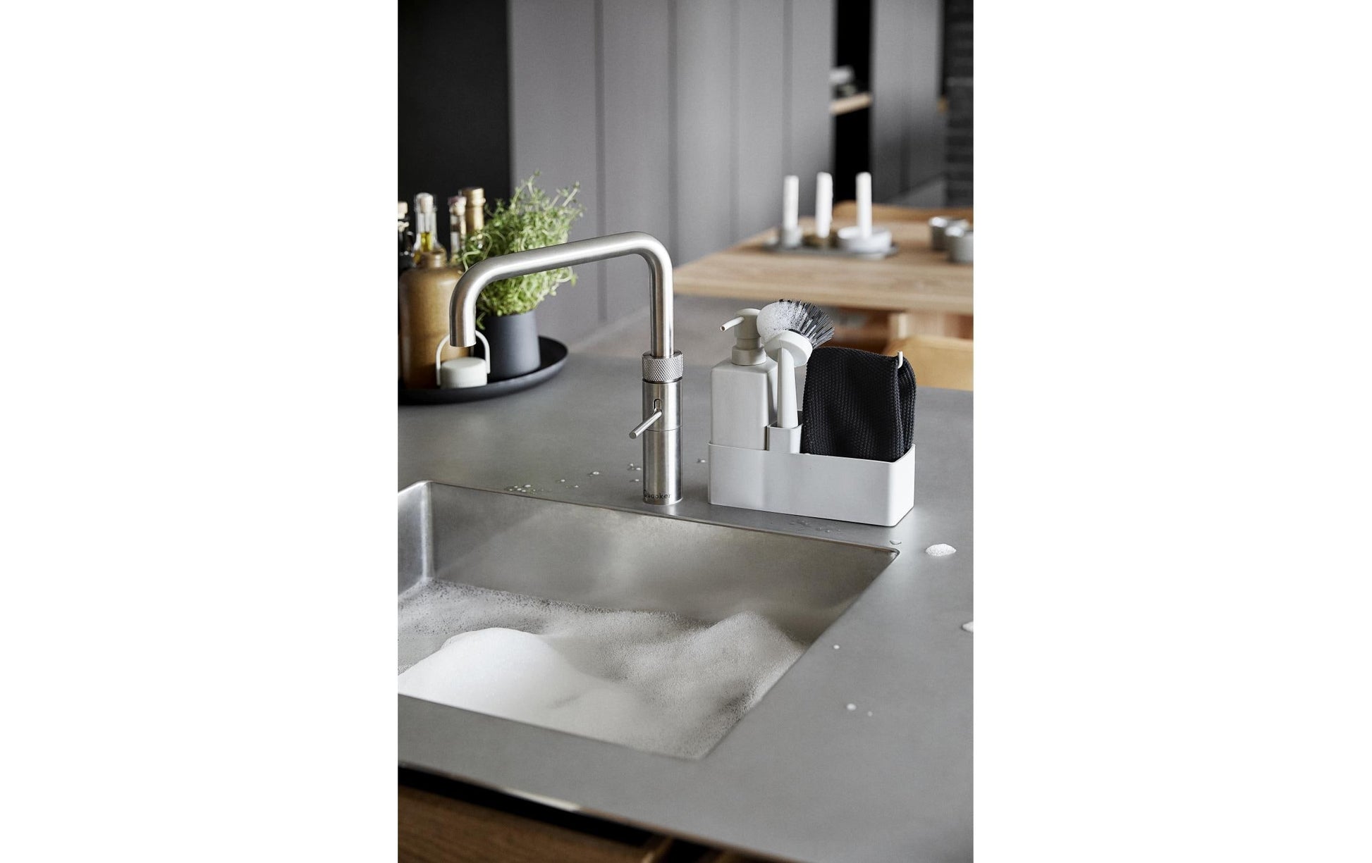 Zone Denmark Geschirrspül-Set 400 ml, 6 × 19 × 20,5 cm, Silikon/Keramik, Hellgrau