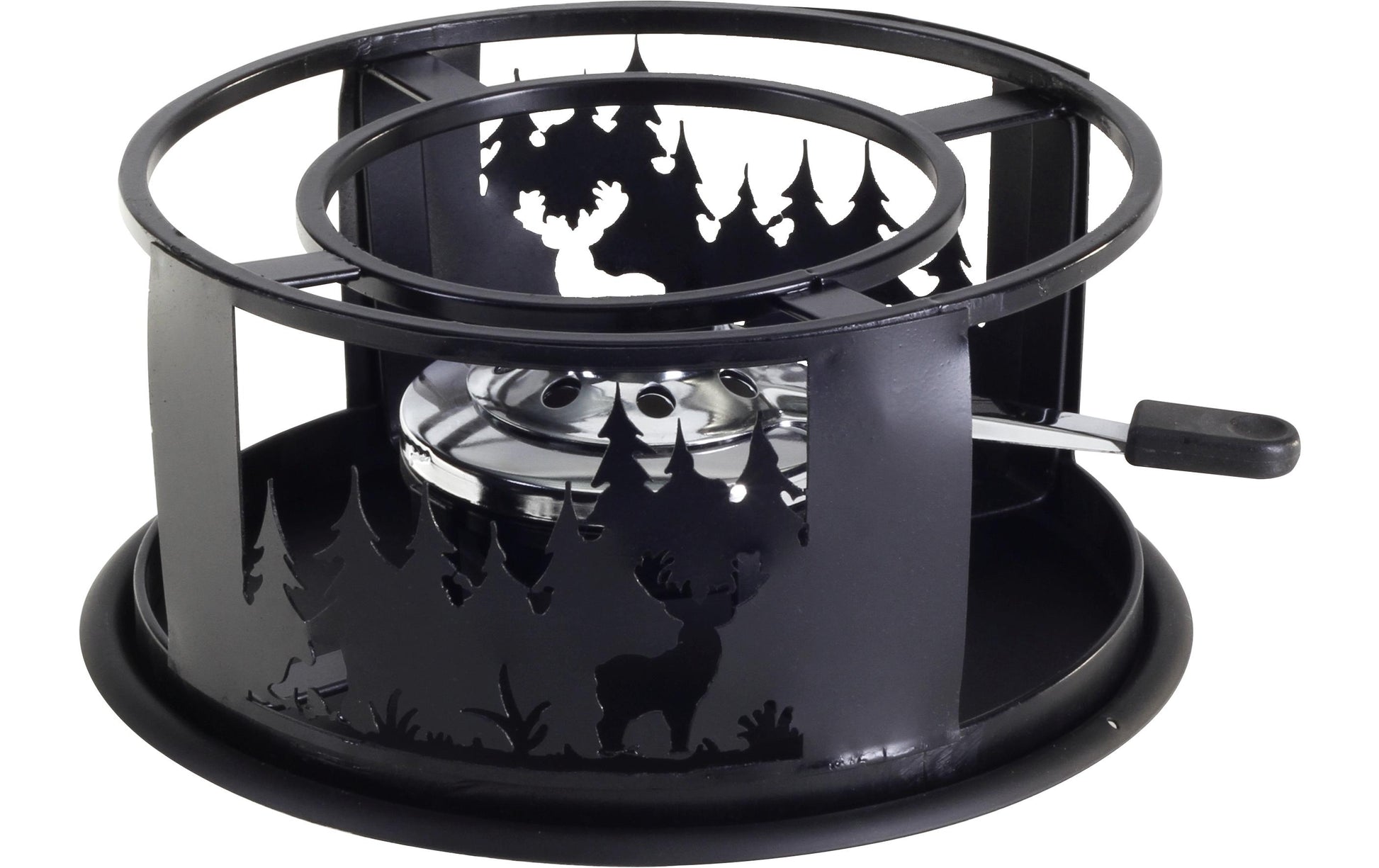 Nouvel Fondue-Set Waldtiere – Metall, Ø 22 cm, Pastenbrenner – schwarz