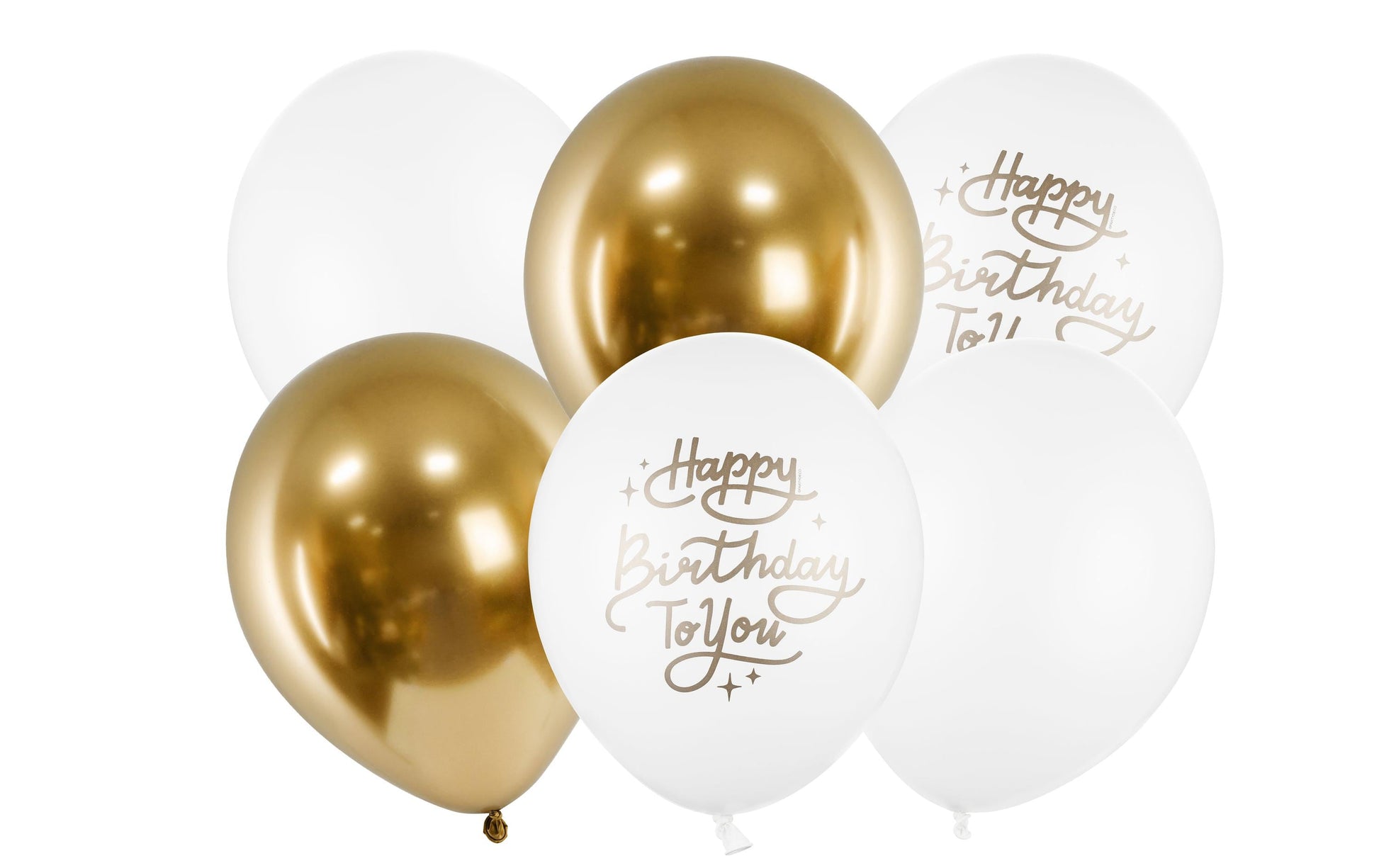 PartyDeco Luftballons Happy Birthday – Weiss – Ø 30 cm – Latex – 6 Stk