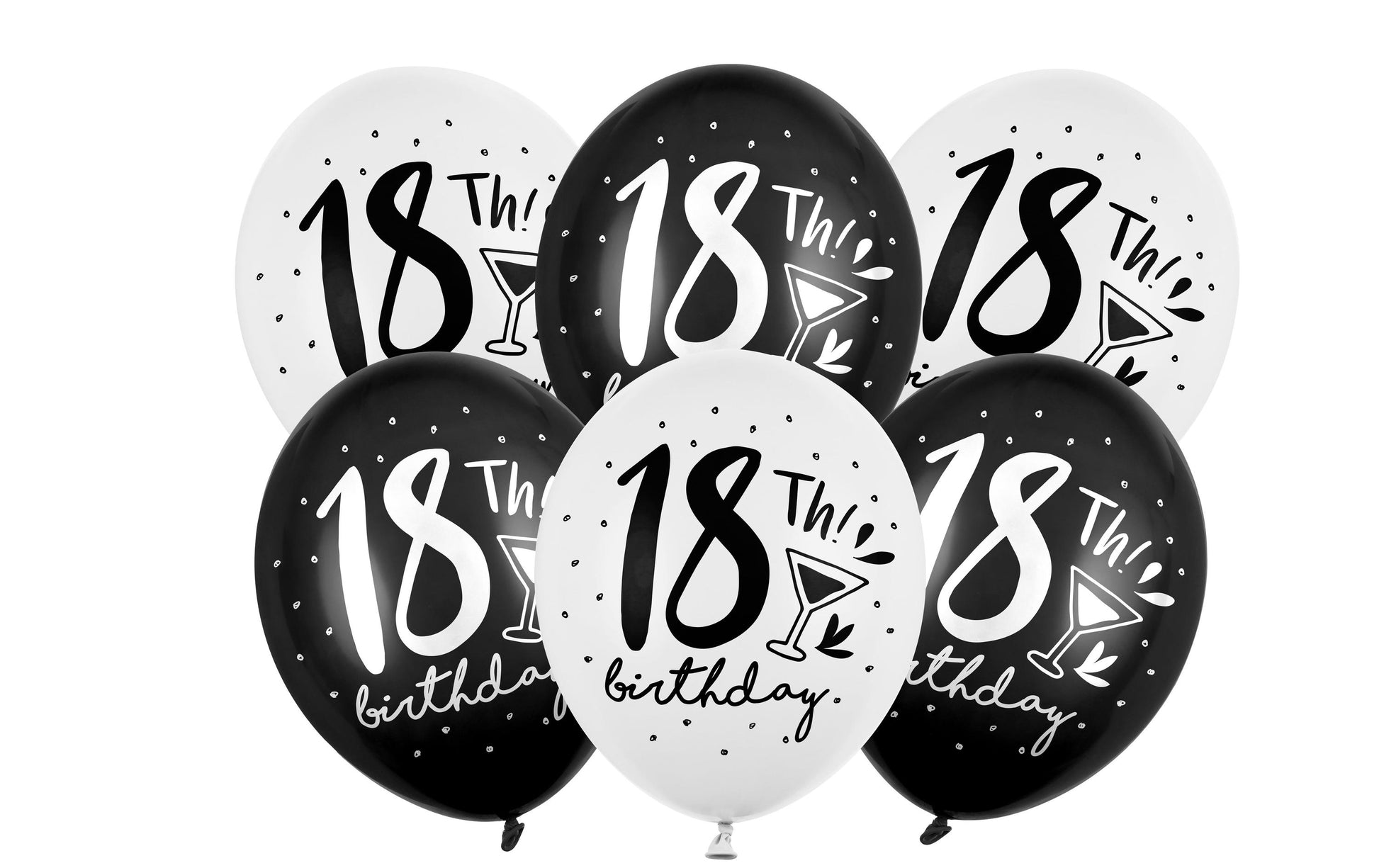 PartyDeco Geburtstagsluftballons – Weiss – Ø 30 cm – Latex – 6 Stk